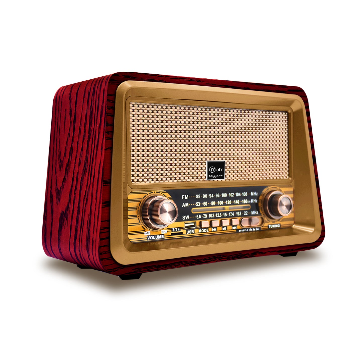 Radio Portatil Bluetooth Retro Stezzano Microlab Mod 9136 Cafe – imagen 2