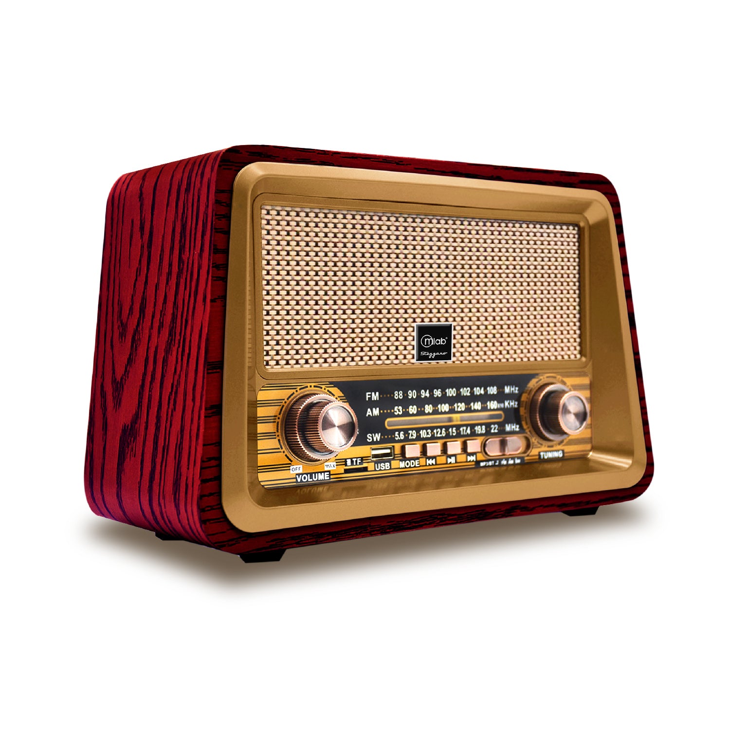 Radio Portatil Bluetooth Retro Stezzano Microlab Mod 9136 Cafe – imagen 2