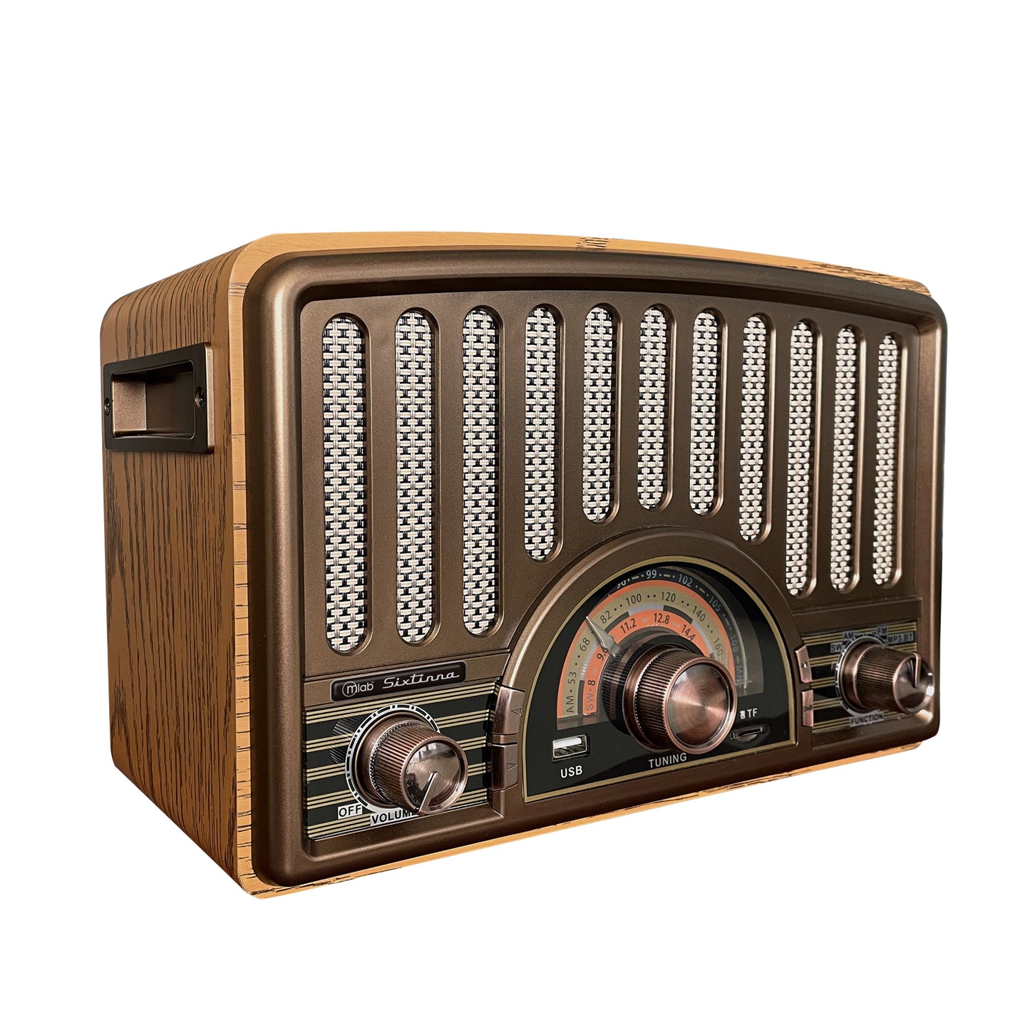 Radio Portatil Bluetooth Retro Sixtinna Microlab Mod 9143 Cafe – imagen 4