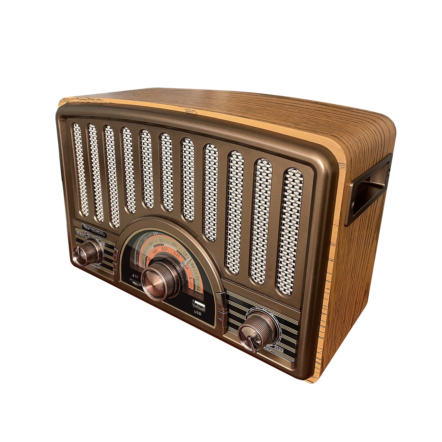 Radio Portatil Bluetooth Retro Sixtinna Microlab Mod 9143 Cafe – imagen 3
