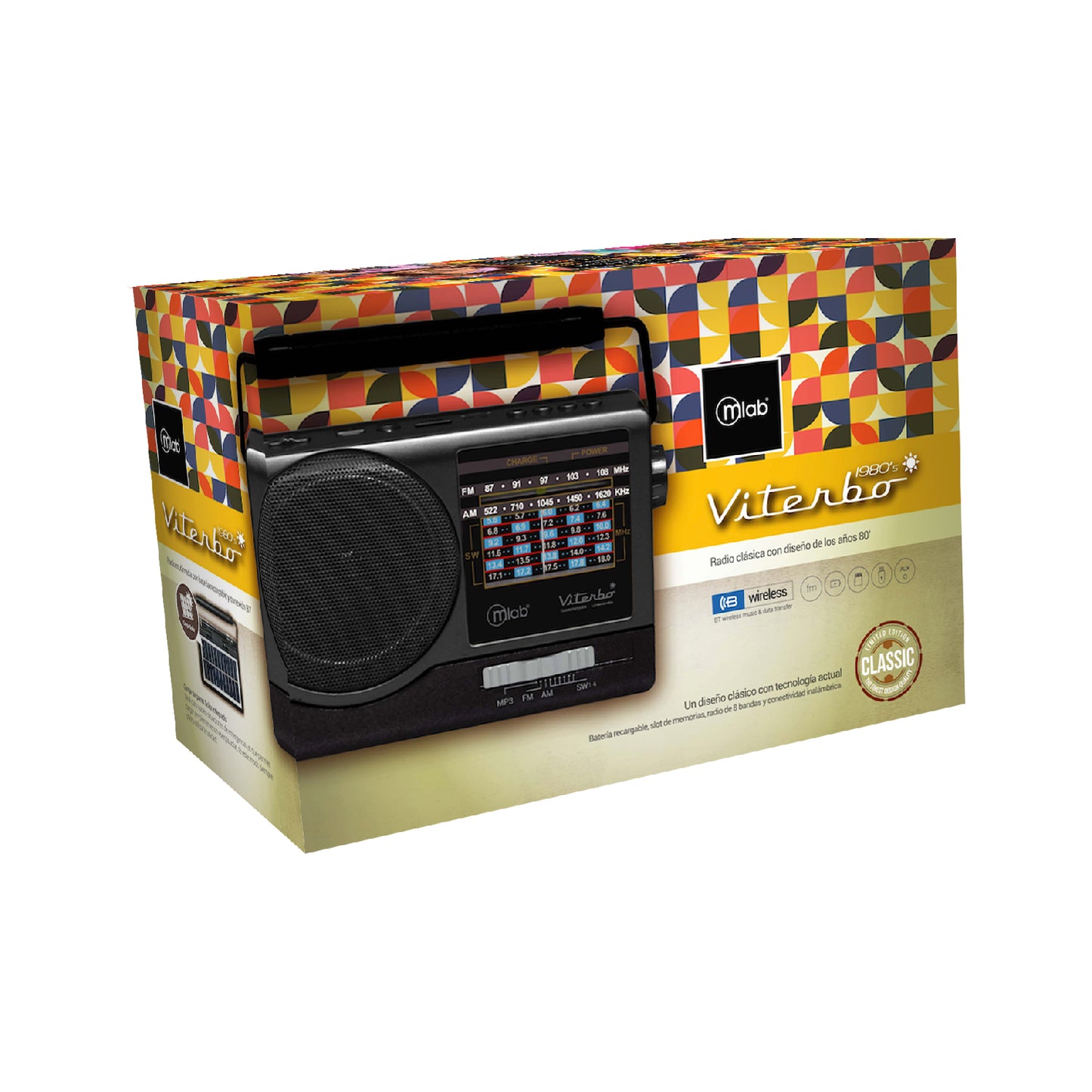 Radio Portatil Bluetooth Retro Viterbo Microlab Cafe – imagen 2