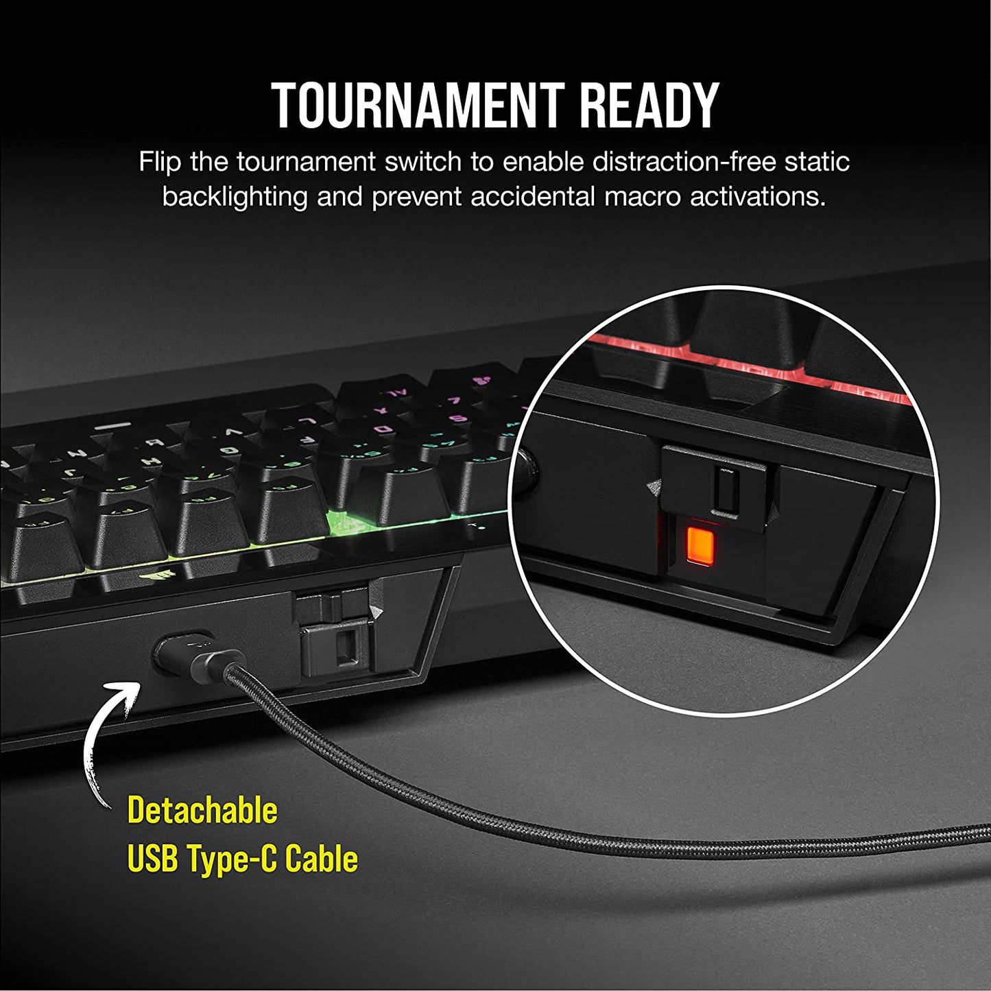 Teclado Gamer Mecánico Corsair K70 Pro TKL Champion Series Negro – imagen 2
