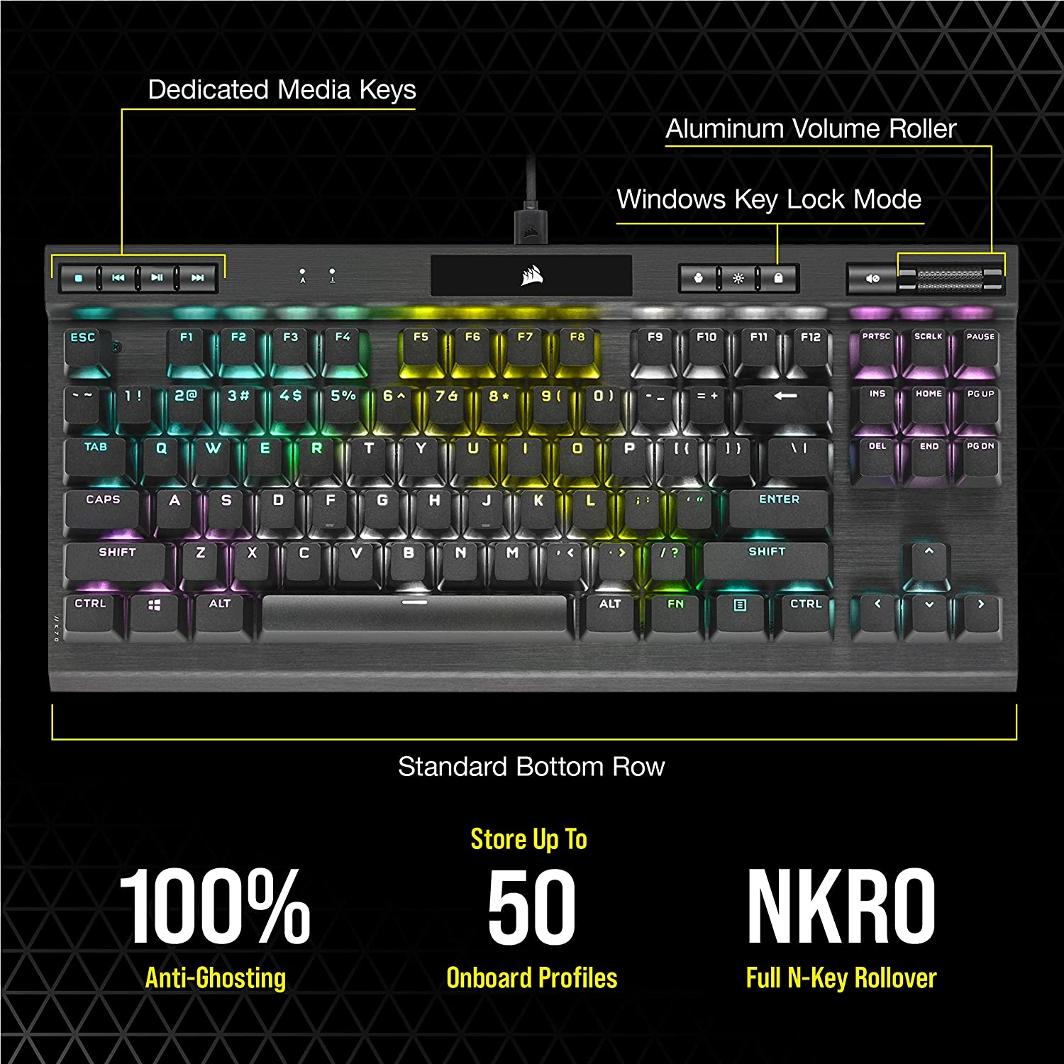 Teclado Gamer Mecánico Corsair K70 Pro TKL Champion Series Negro – imagen 3