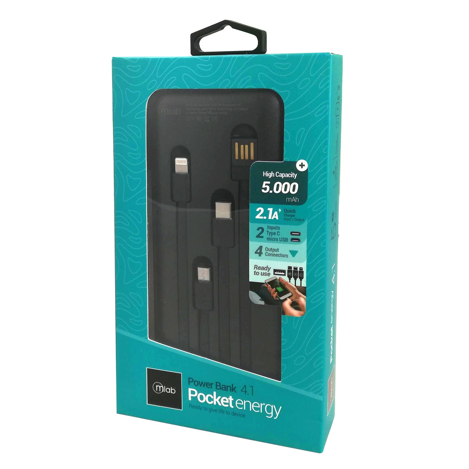 Bateria Portatil Powerbank Pocket Energy 5.000mAh Negro – imagen 3