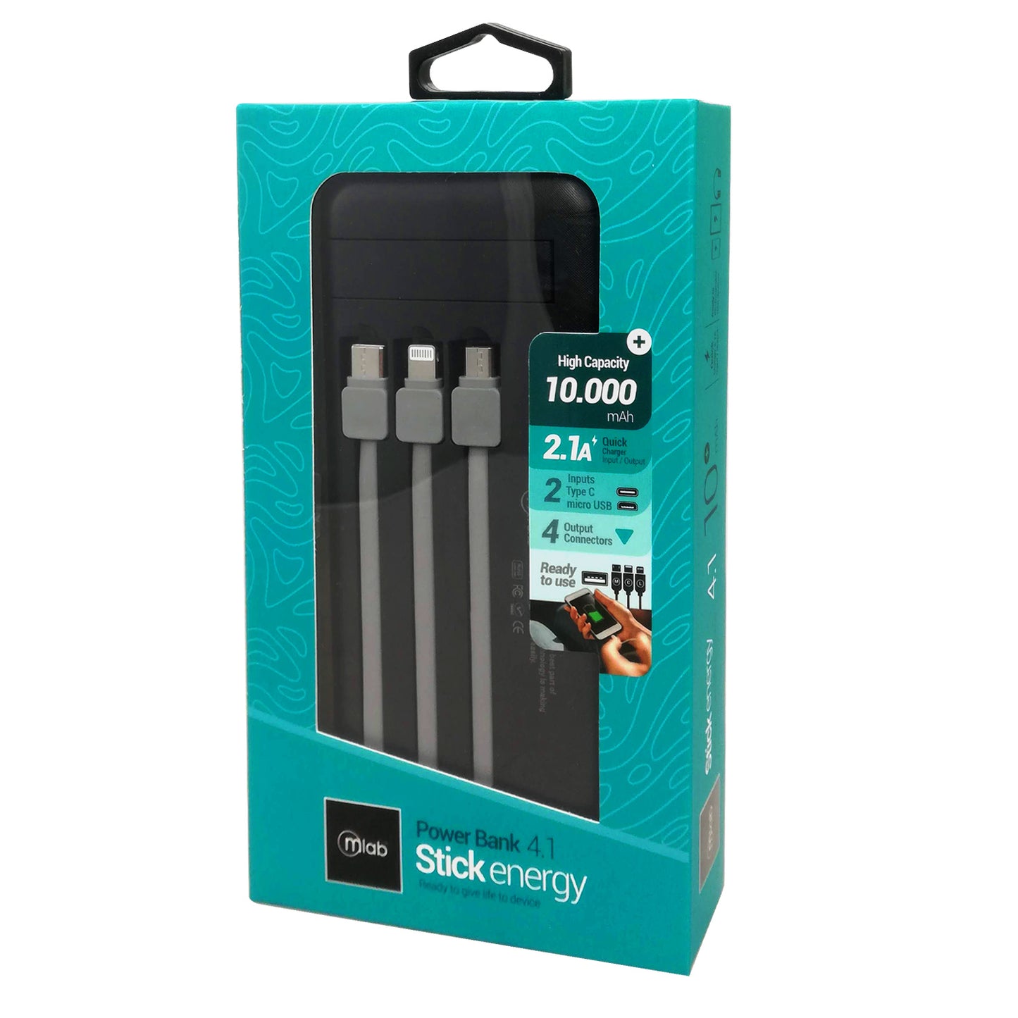 Bateria Portatil Powerbank Stick Energy 10.000mAh Negro – imagen 3