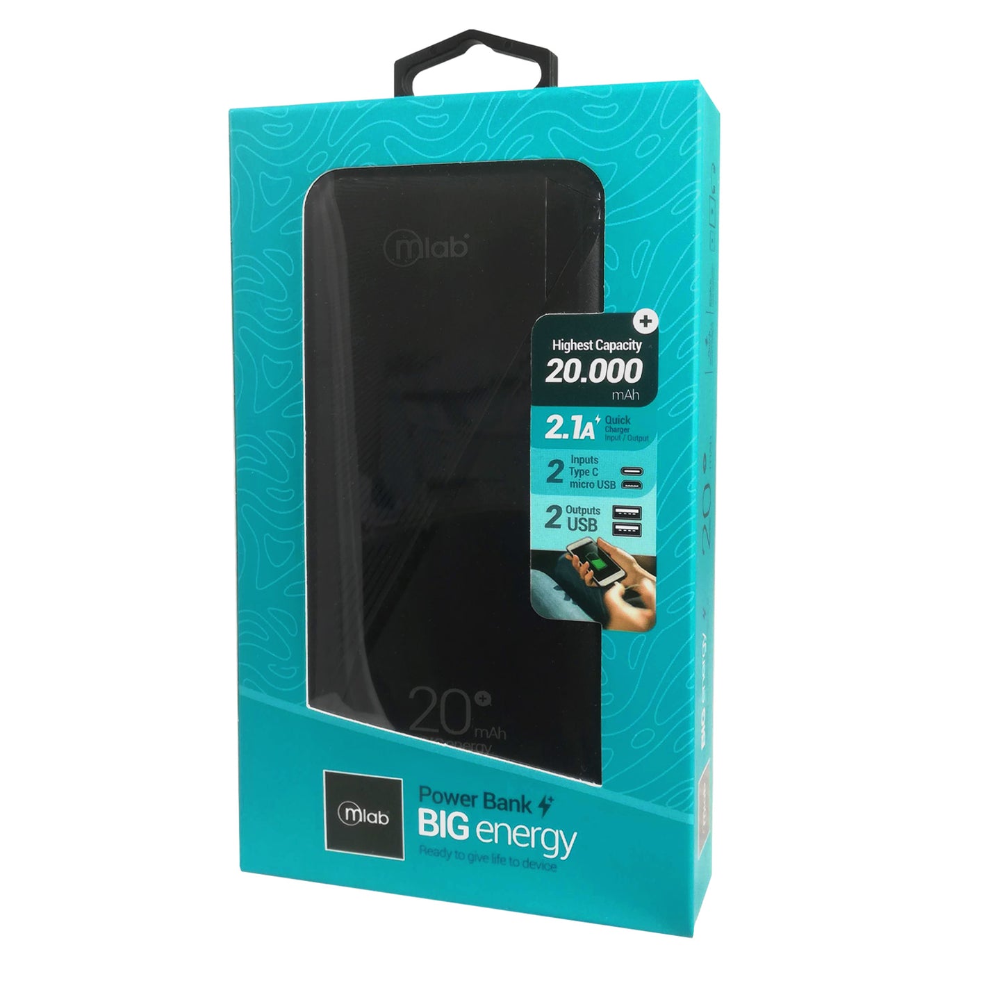 Bateria Portatil Powerbank Big Energy 20.000mAh Negro – imagen 2
