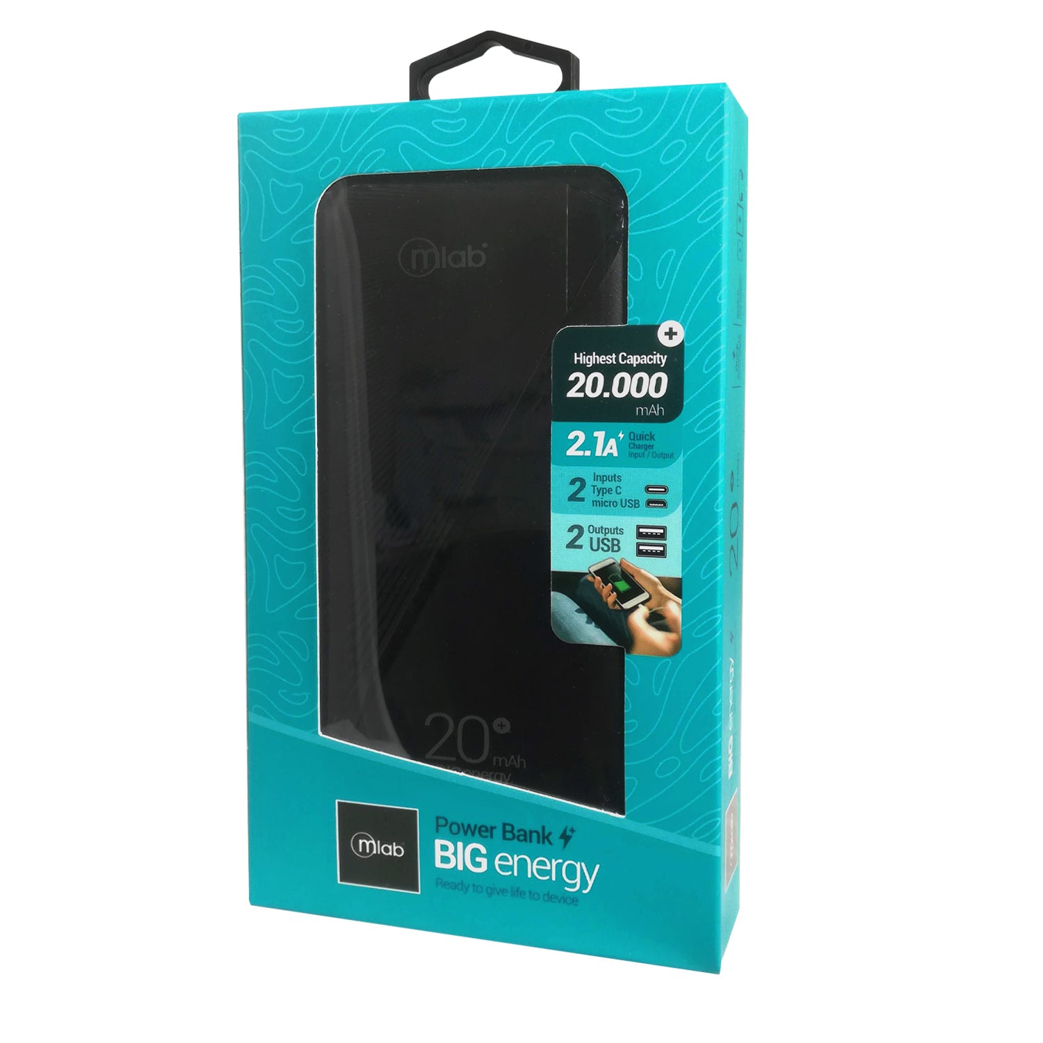 Bateria Portatil Powerbank Big Energy 20.000mAh Negro – imagen 2