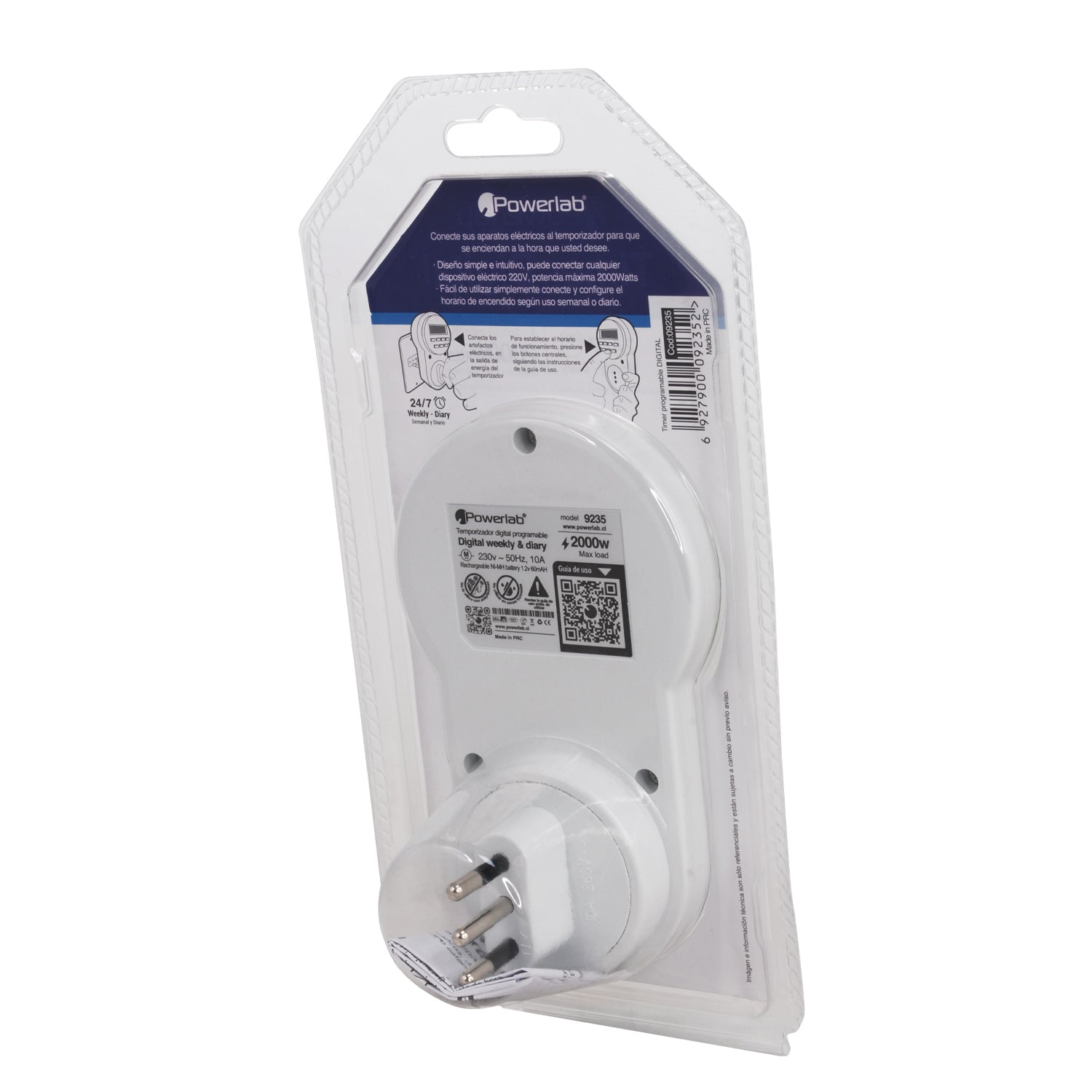 Timer Temporizador Digital Semanal 24/7 Powerlab Blanco – imagen 4