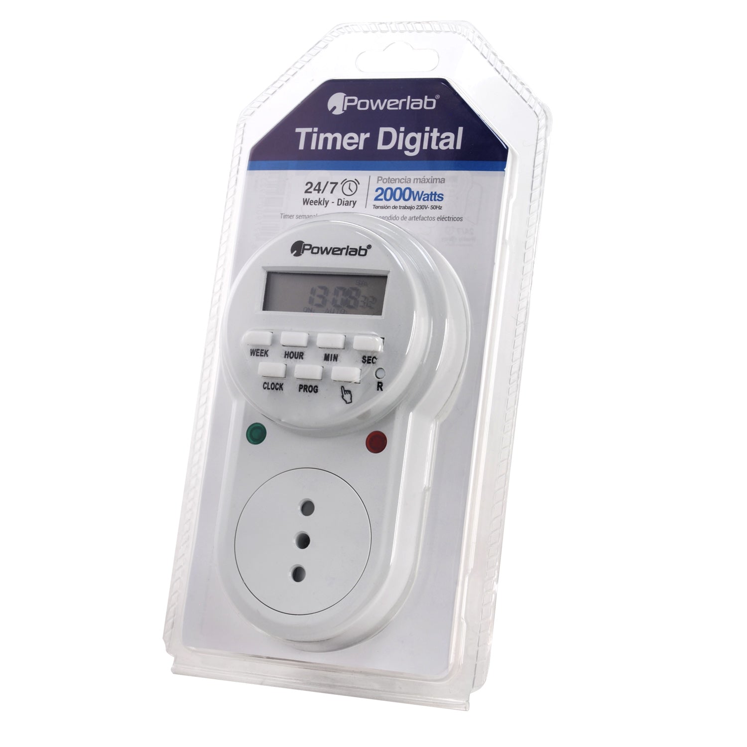 Timer Temporizador Digital Semanal 24/7 Powerlab Blanco – imagen 3