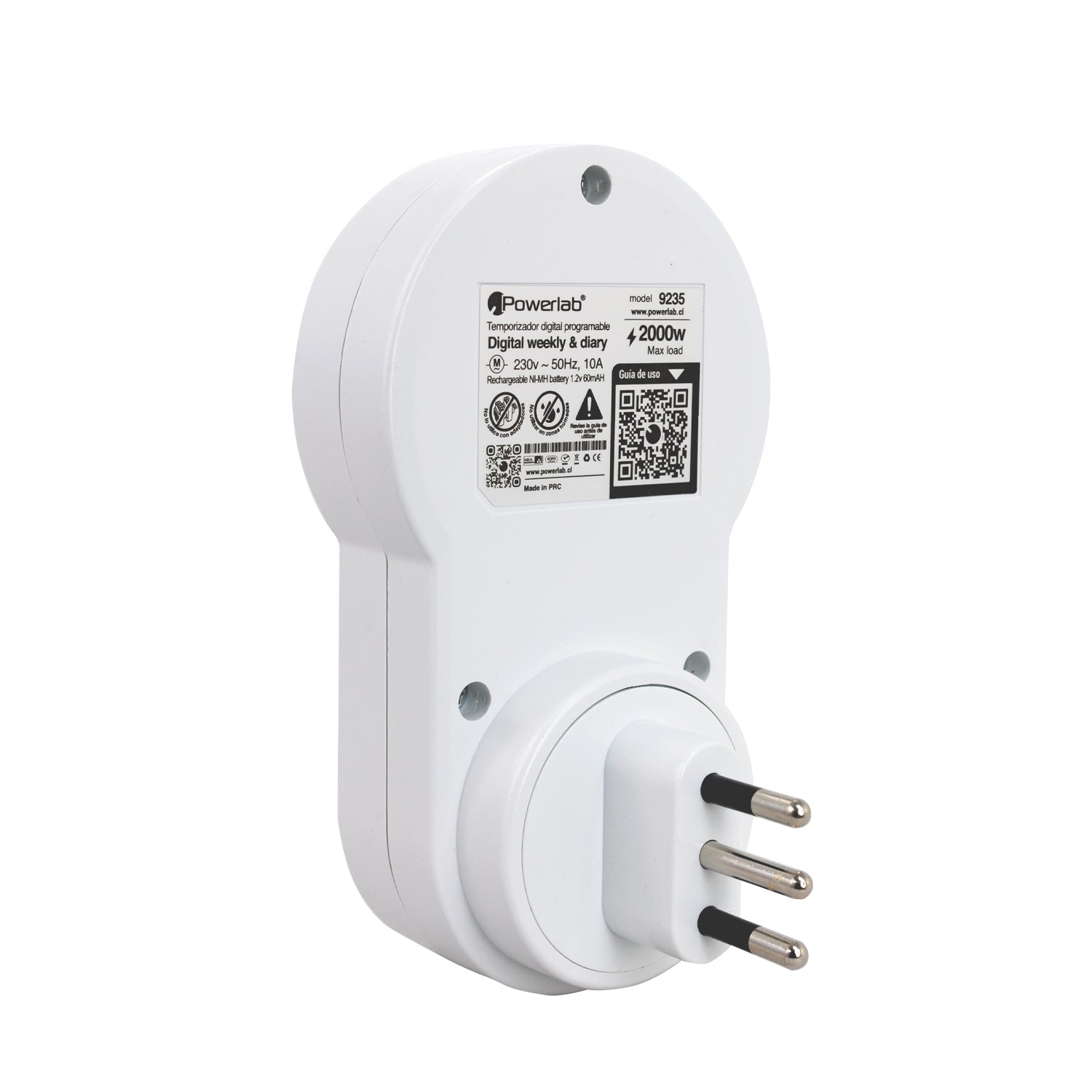 Timer Temporizador Digital Semanal 24/7 Powerlab Blanco – imagen 2