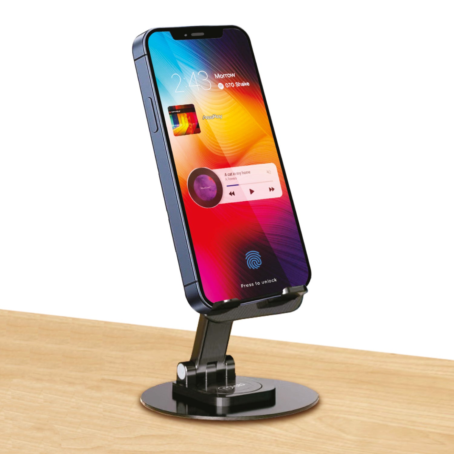 Soporte Escritorio Para Smartphone Tablet Microlab 360 Mod 9285 Negro