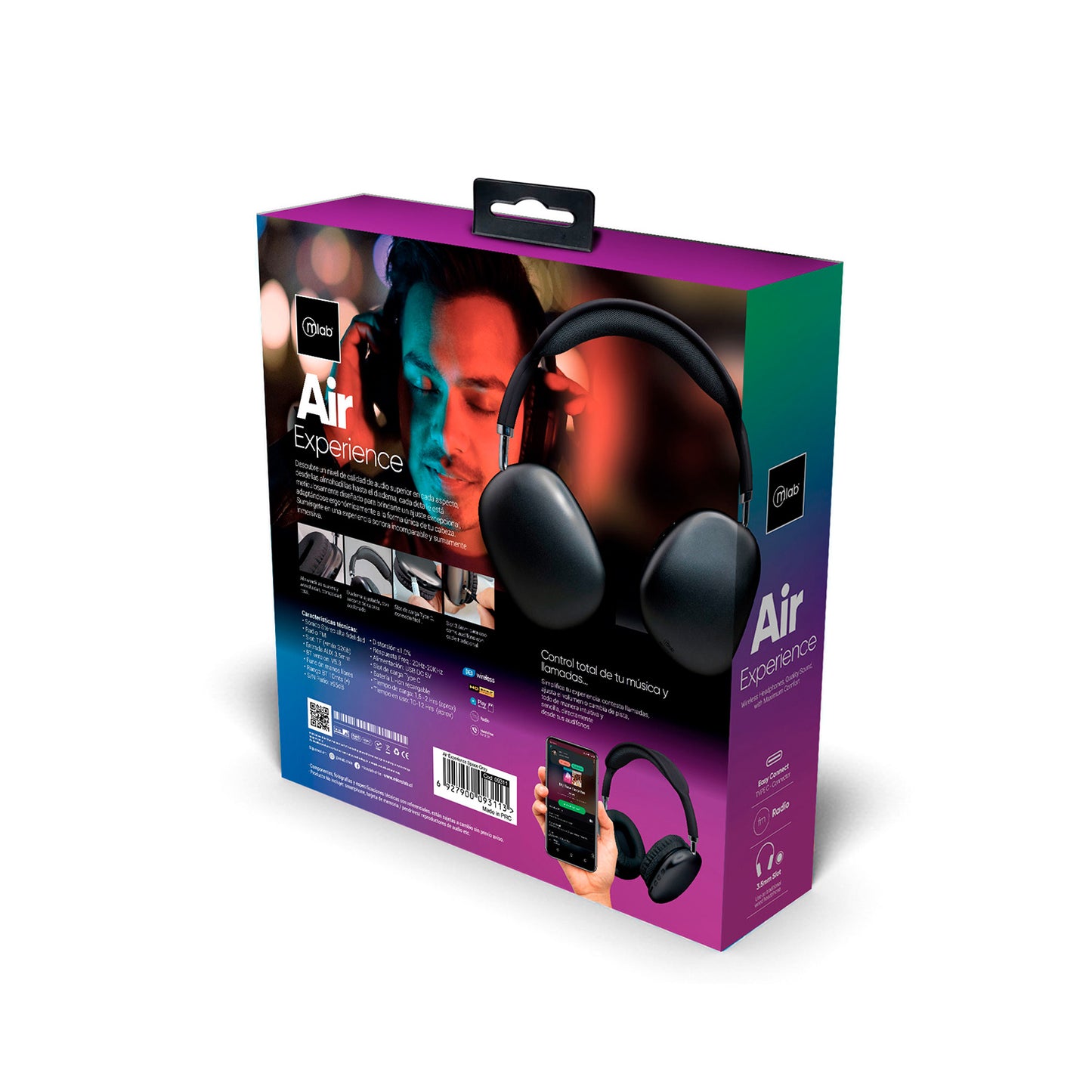Audífonos Bluetooth Air Experience Space Gray Mod 9311 Negro – imagen 2