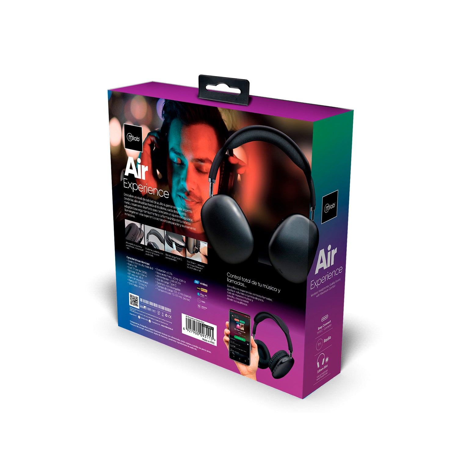 Audífonos Bluetooth Air Experience Space Gray Mod 9311 Negro – imagen 2