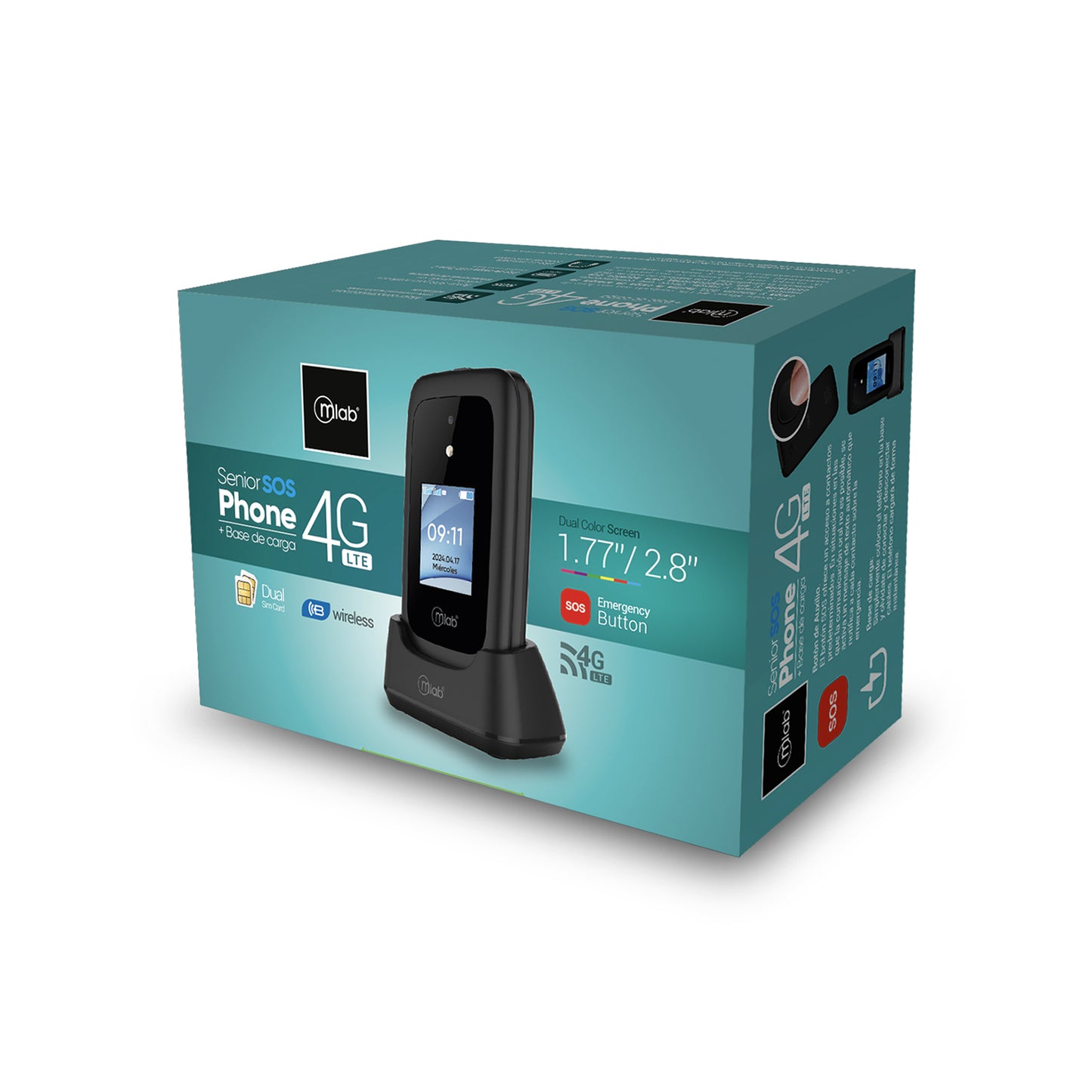Telefono Celular Senior Adulto Mayor Mlab 9338 Doble Pantalla Sos 4g Negro – imagen 5