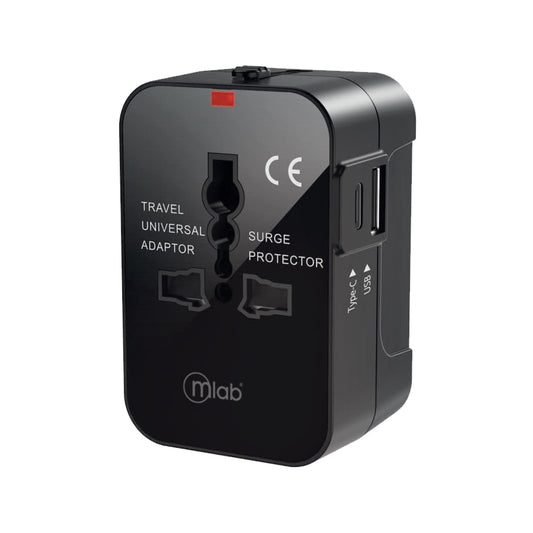 Muti Adaptador Viajero 100-250V + Cargador 15W USB + Tipo C 2.4A