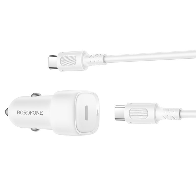 Cargador De Auto Borofone Bz34a 20w + Cable Tipo C Blanco – imagen 3