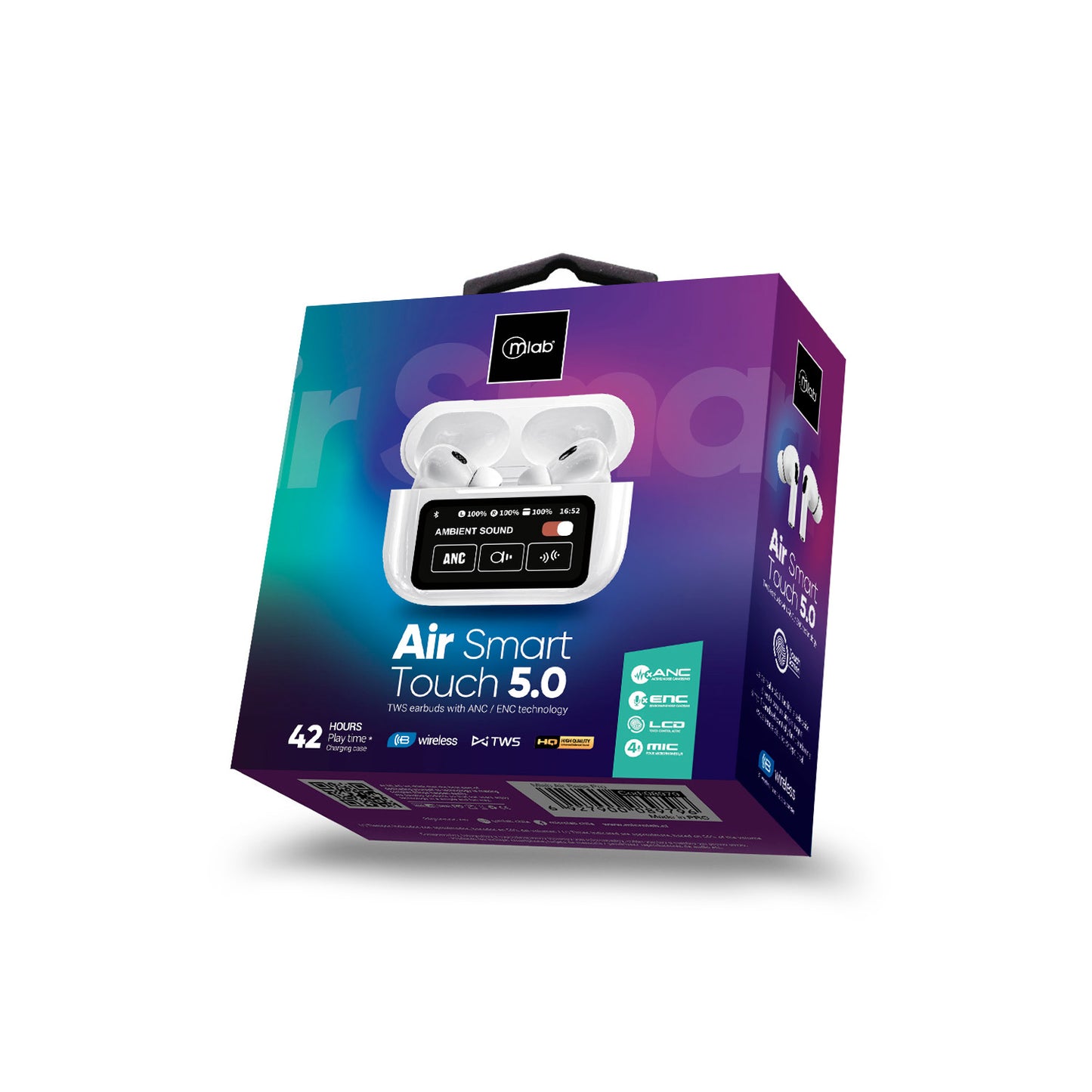 Audifonos In Ear Bluetooth Microlab Anc + Enc Air Smart Touch Blanco – imagen 2