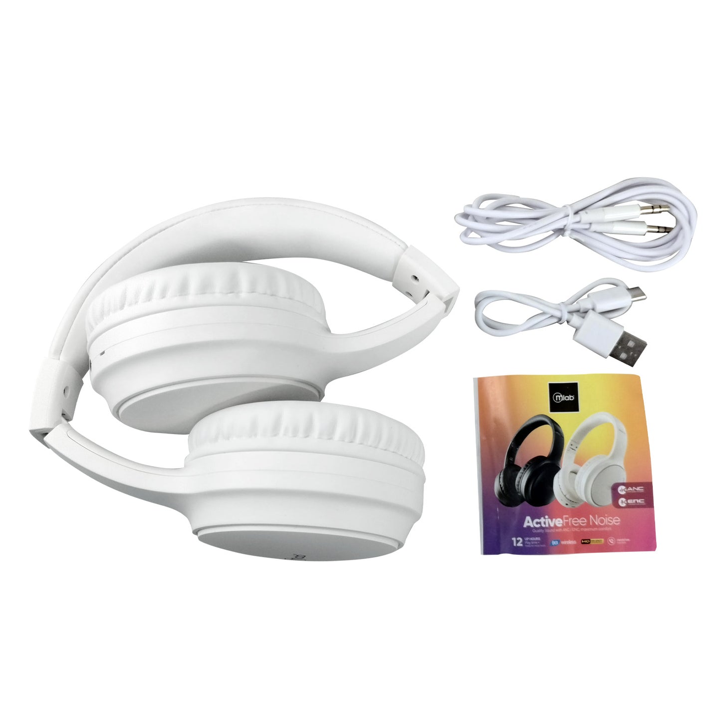 Audifonos Headset Bluetooth Microlab Anc + Enc Free Noise Blanco – imagen 3
