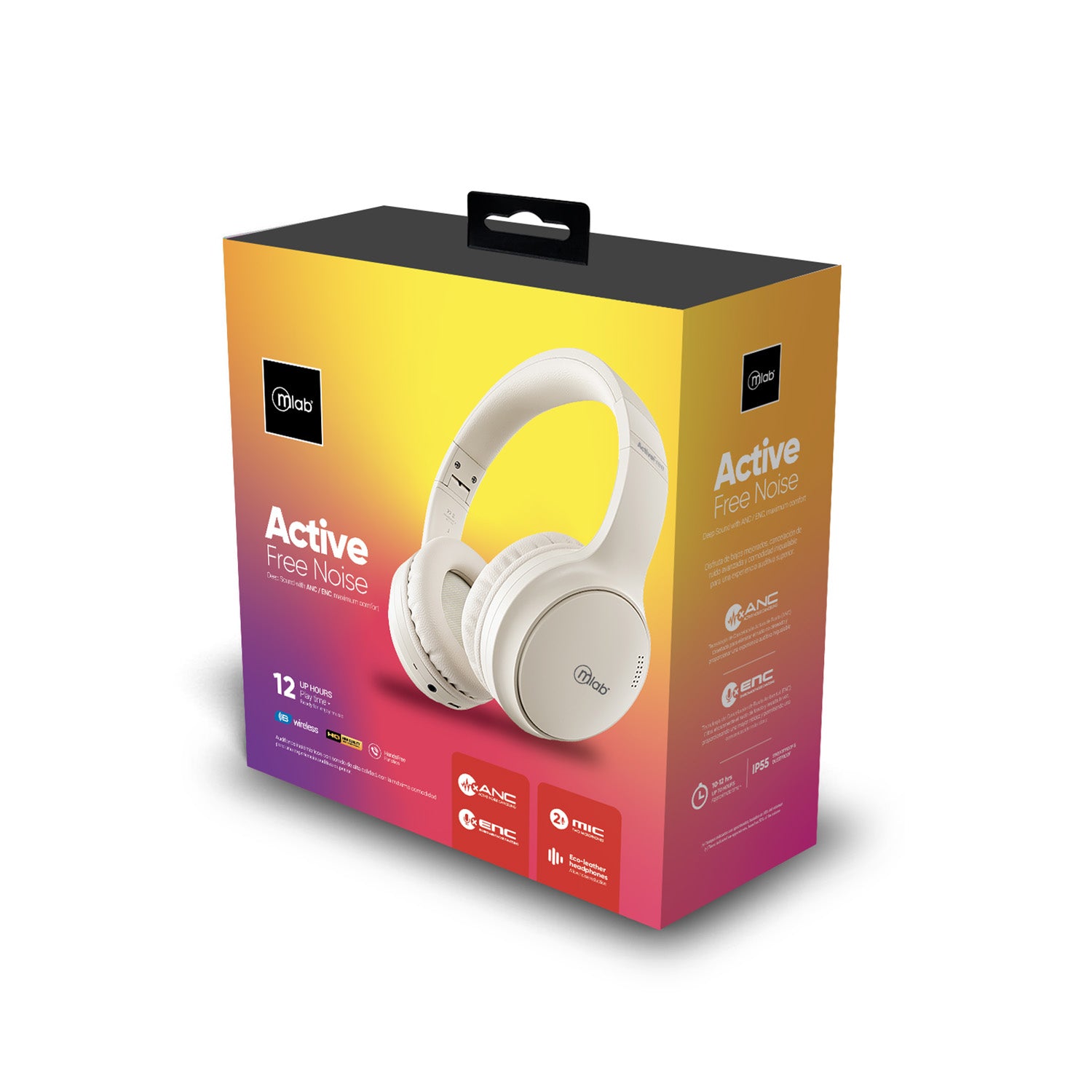 Audifonos Headset Bluetooth Microlab Anc + Enc Free Noise Blanco – imagen 2