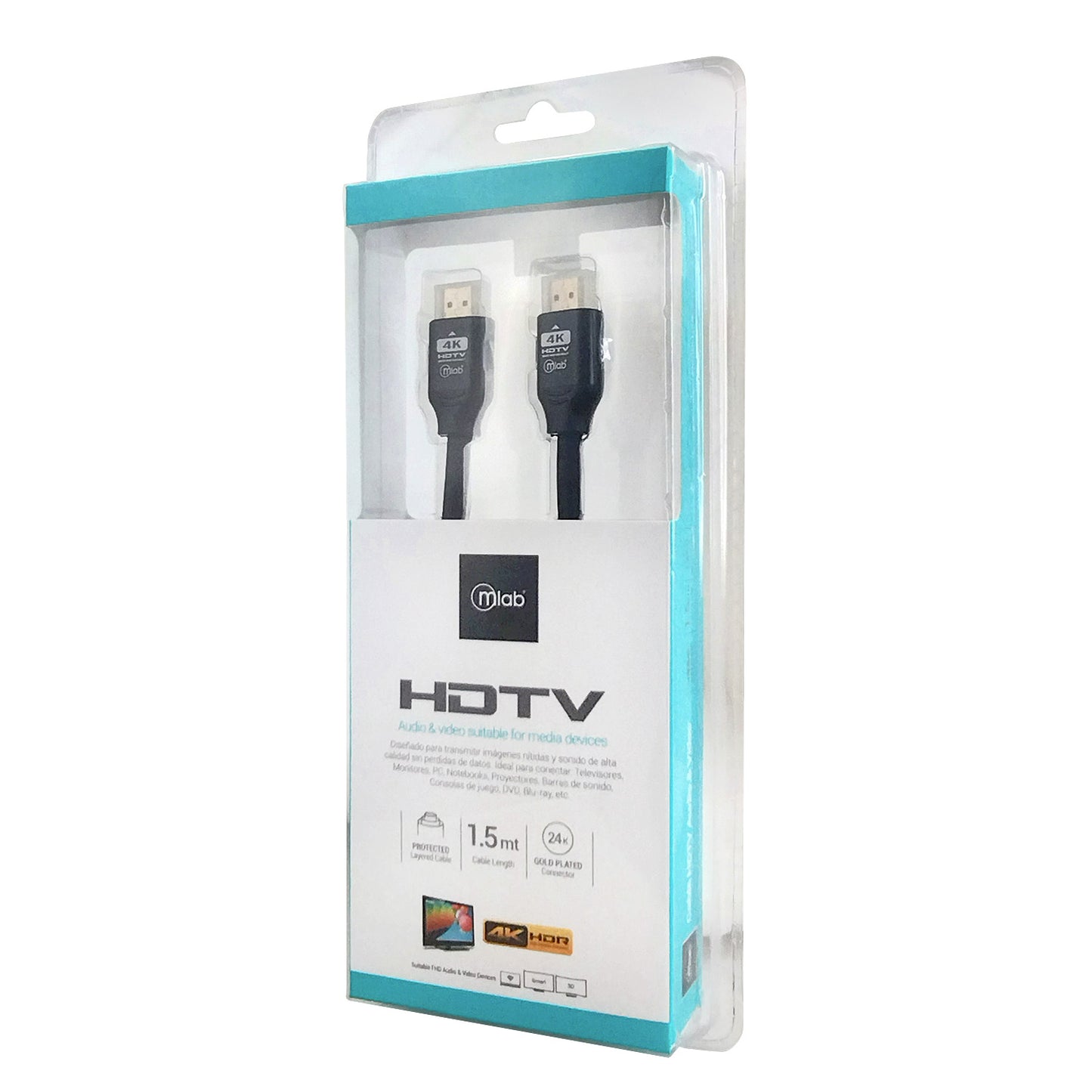 Cable Hdmi a Hdmi 4k 1080p 1.5 Metros Microlab Negro