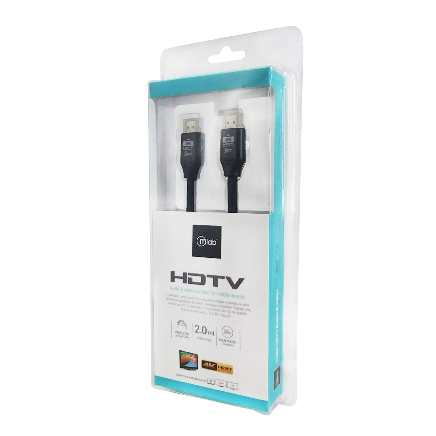 Cable Hdmi a Hdmi 4k 1080p 2 Metros Microlab Negro