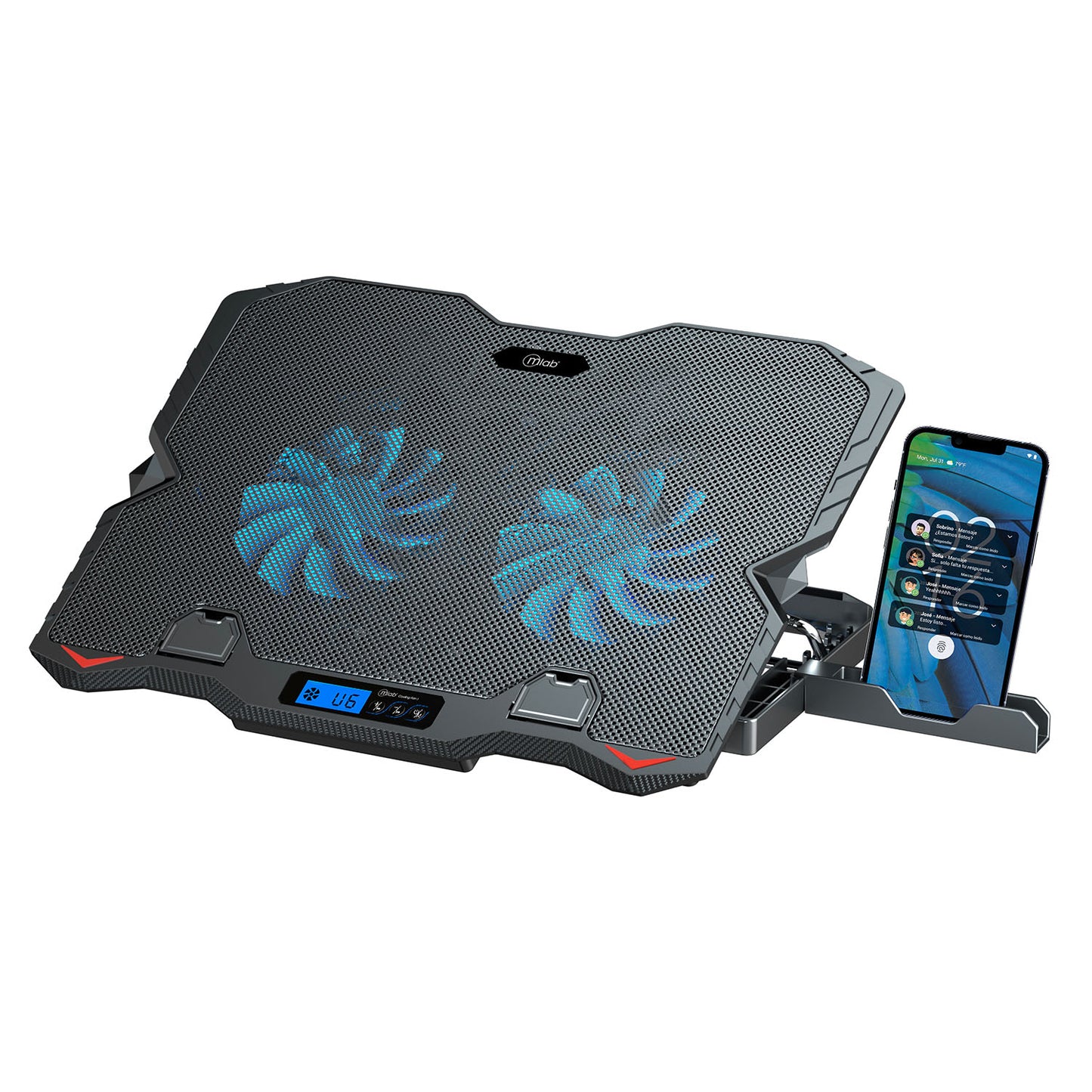 Soporte Stand Two Big Fan 12,5 Lcd Microlab 9382 Negro