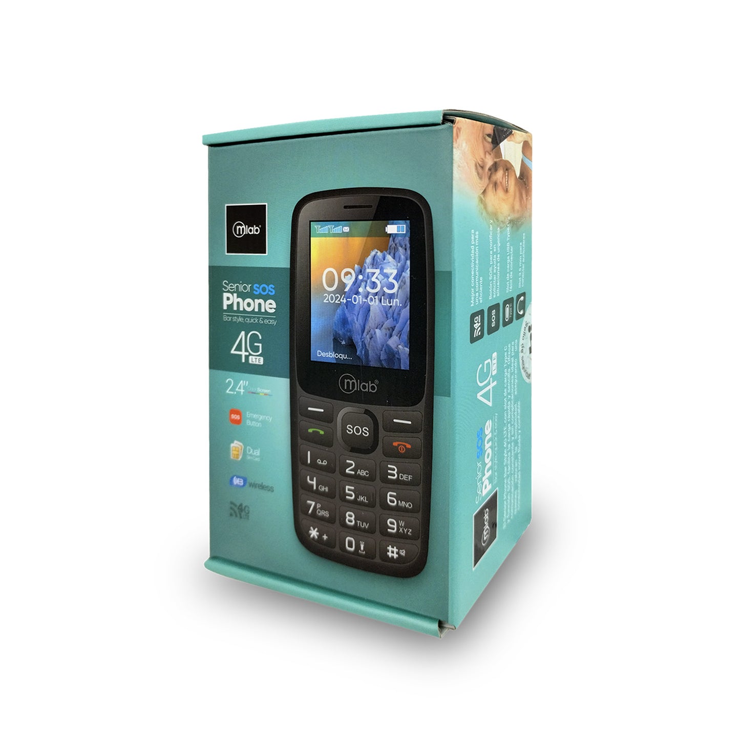 Telefono Celular Senior Adulto Mayor Microlab 9387 Sos 4g Negro – imagen 2
