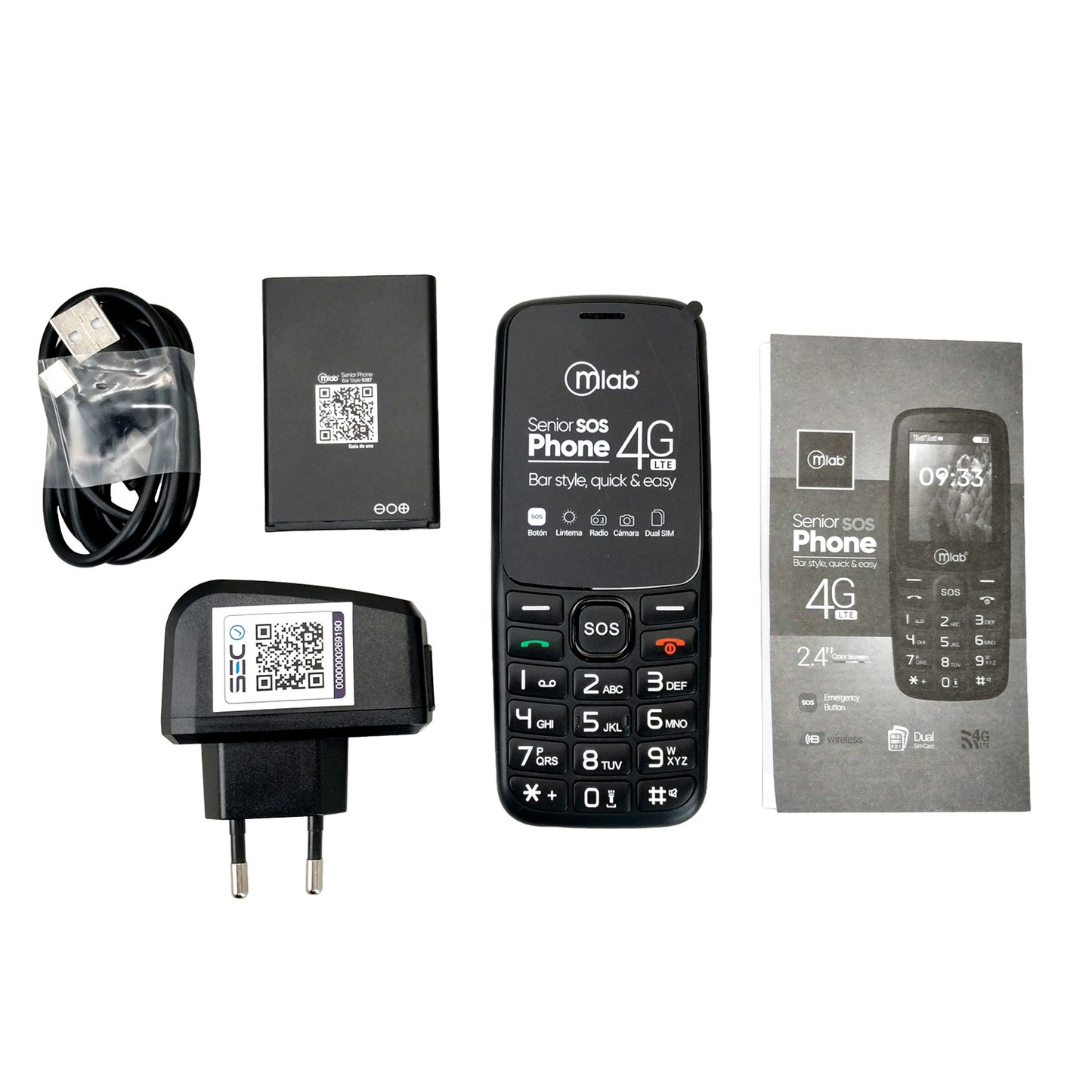 Telefono Celular Senior Adulto Mayor Microlab 9387 Sos 4g Negro – imagen 4
