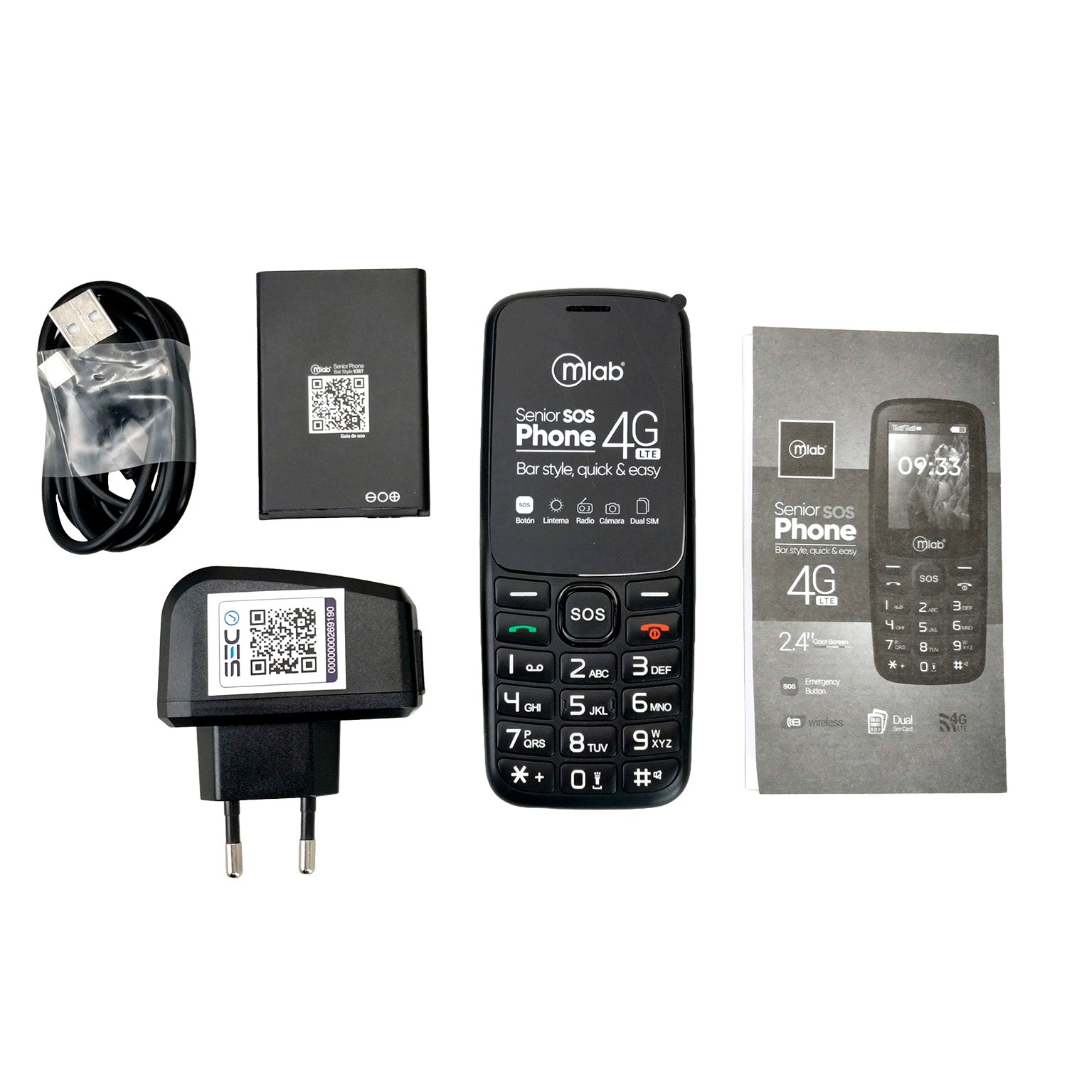 Telefono Celular Senior Adulto Mayor Microlab 9387 Sos 4g Negro – imagen 4