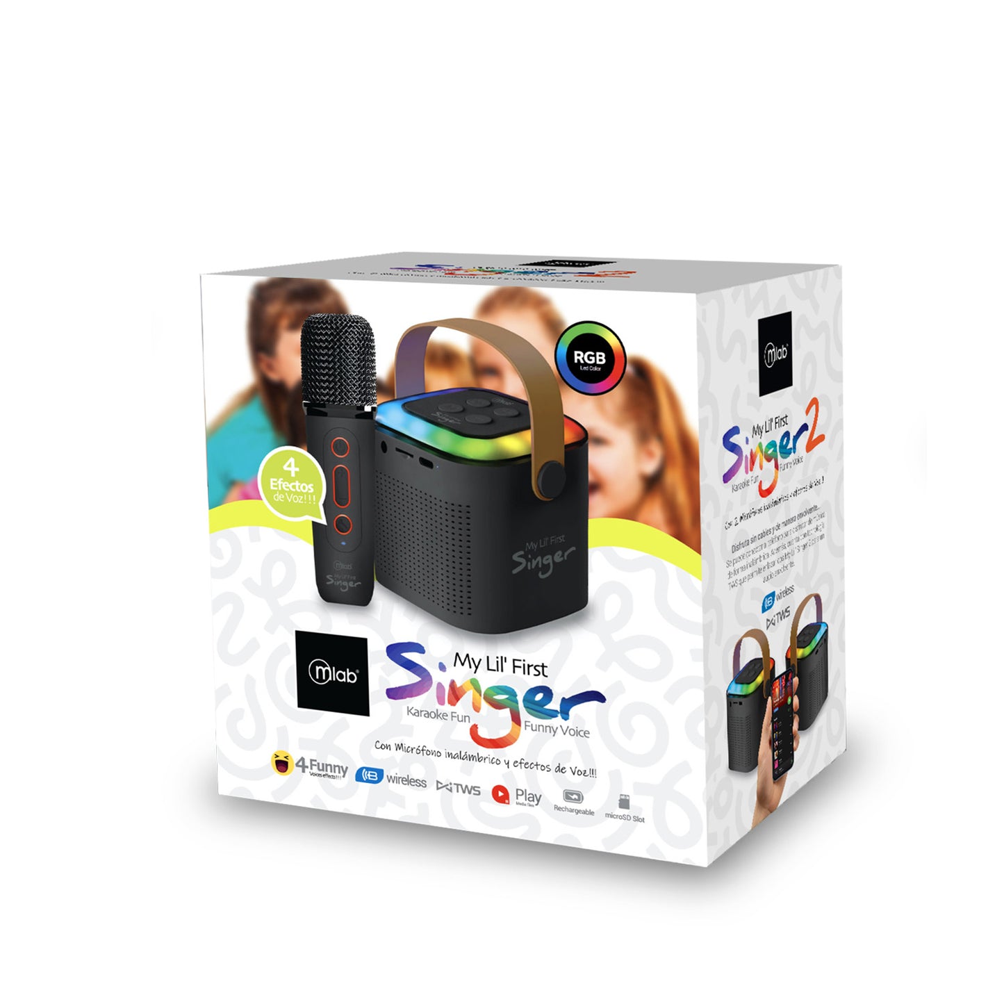 Parlante Portatil Bluetooth Karaoke Rgb My Lil First 1 Microfono Negro – imagen 3