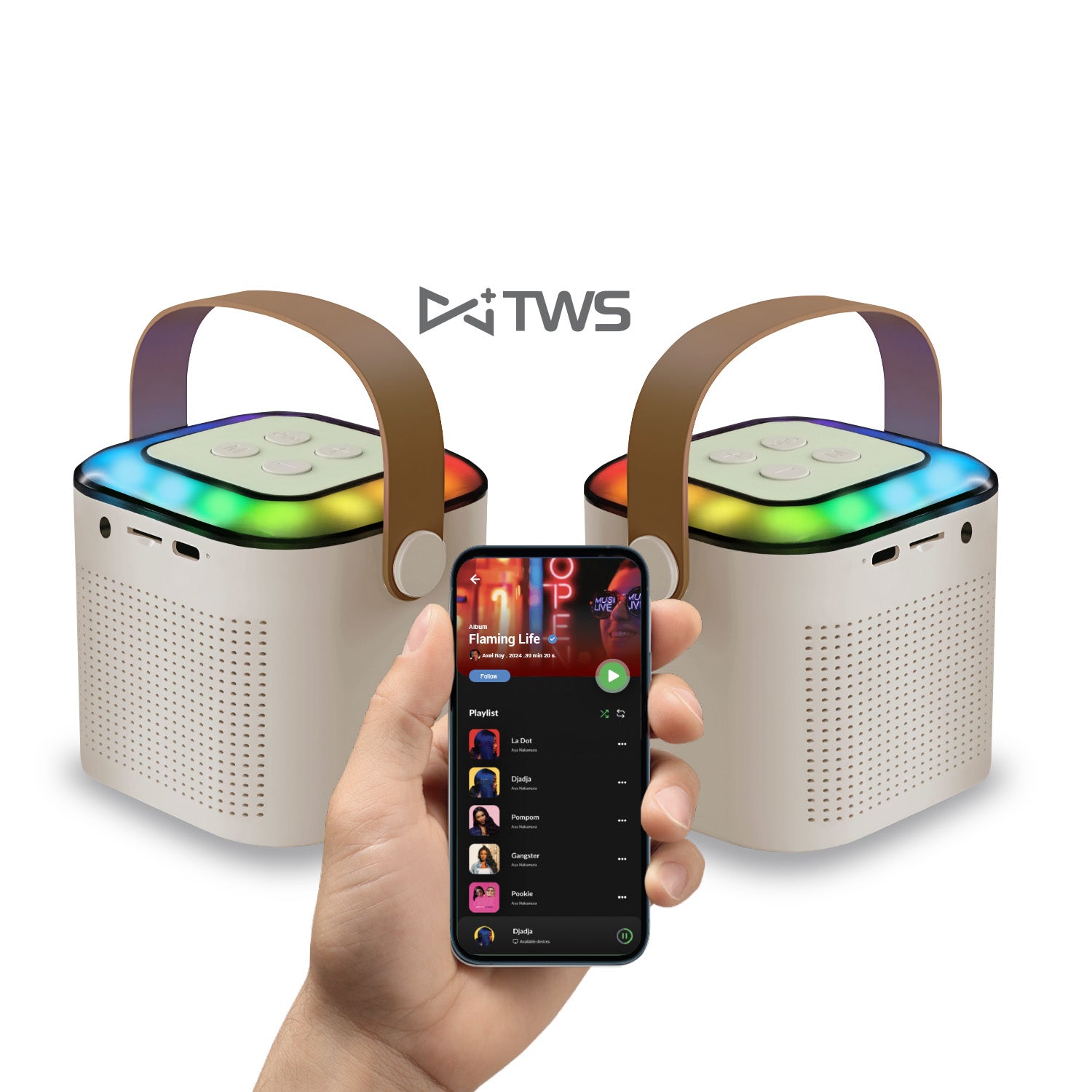 Parlante Portatil Bluetooth Karaoke Rgb My Lil First 1 Microfono Blanco – imagen 3