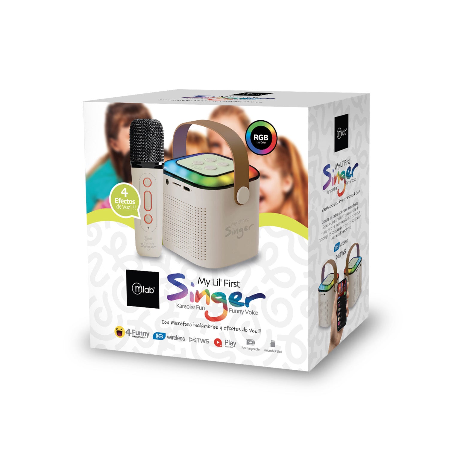 Parlante Portatil Bluetooth Karaoke Rgb My Lil First 1 Microfono Blanco – imagen 2