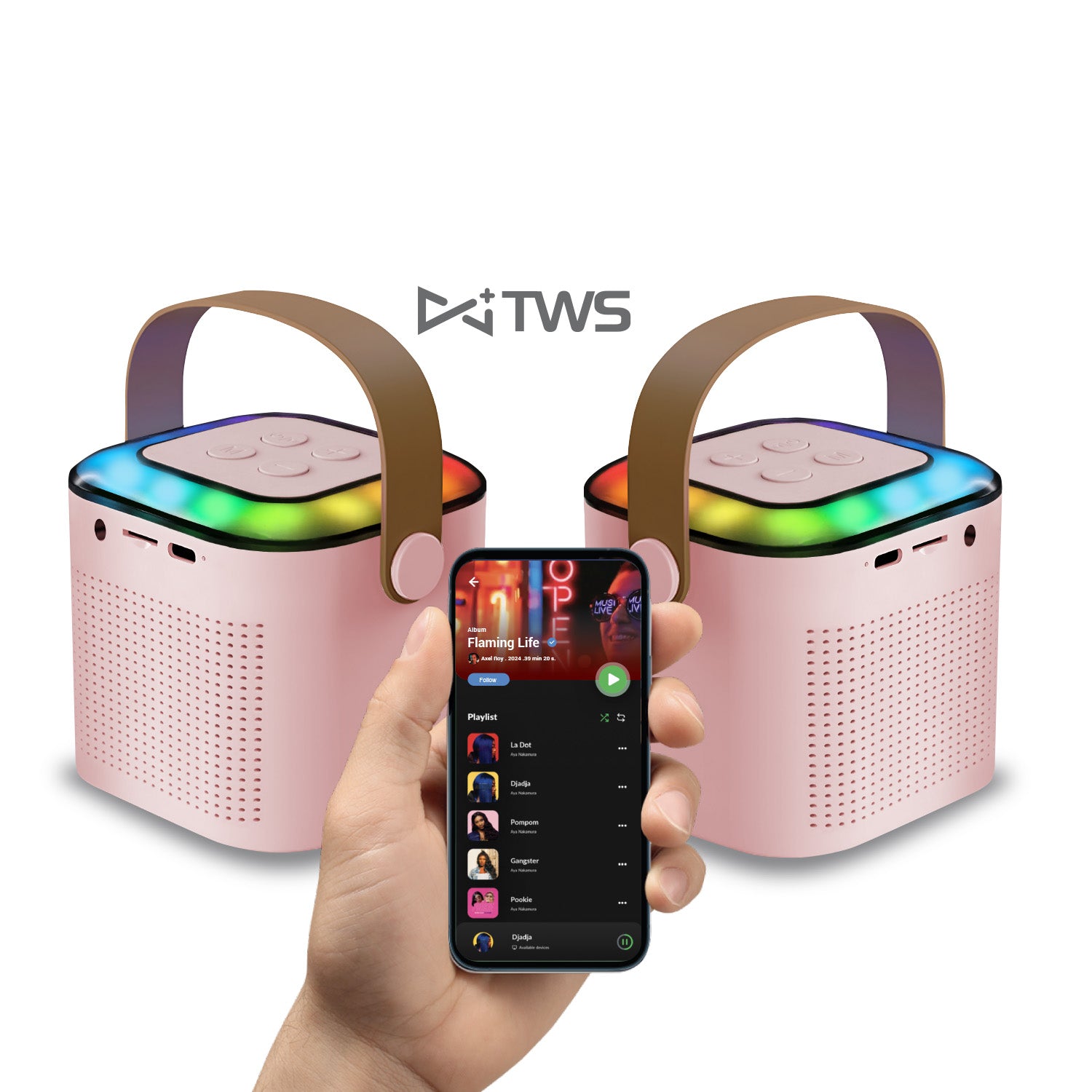 Parlante Portatil Bluetooth Karaoke Rgb My Lil First 1 Microfono Rosado – imagen 3