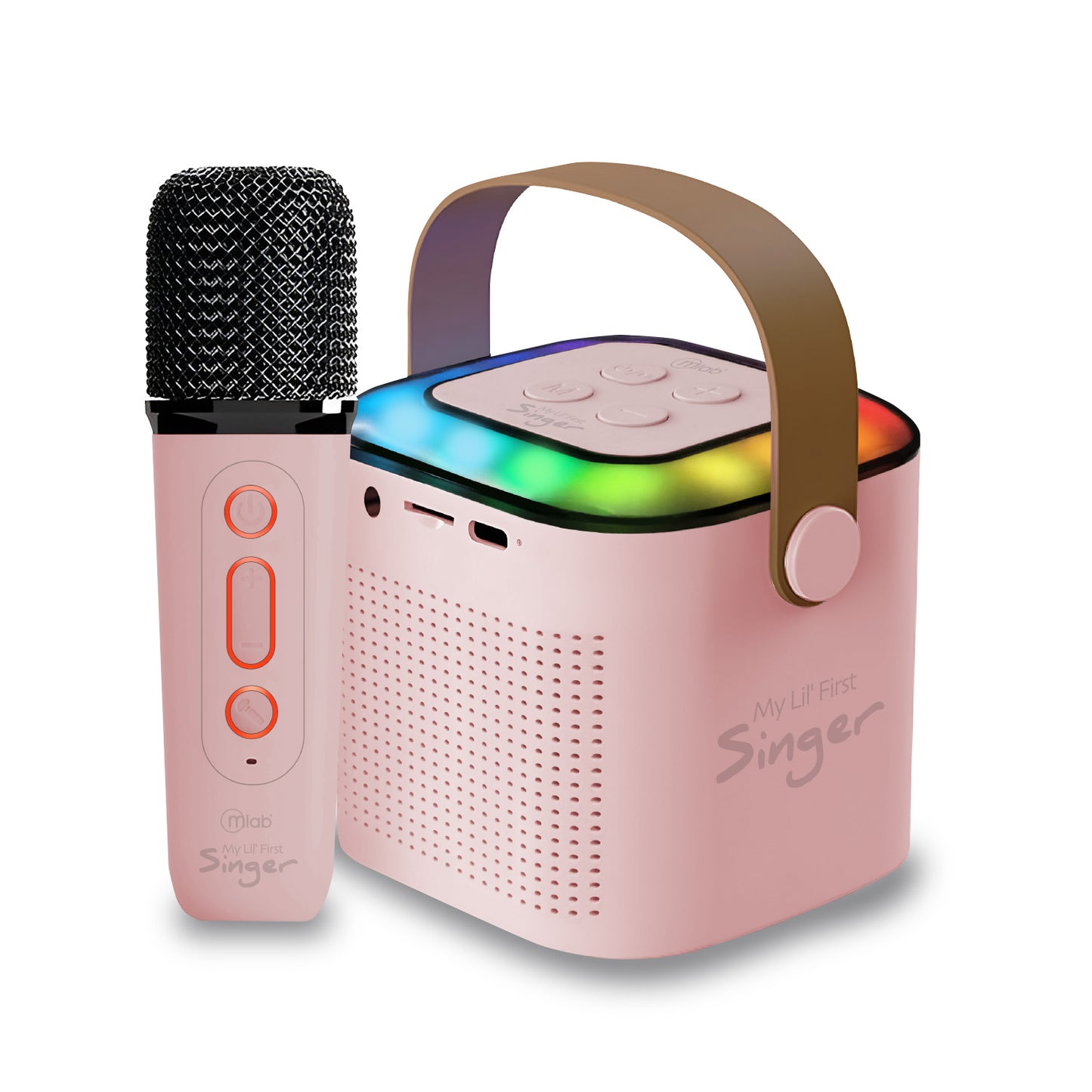Parlante Portatil Bluetooth Karaoke Rgb My Lil First 1 Microfono Rosado