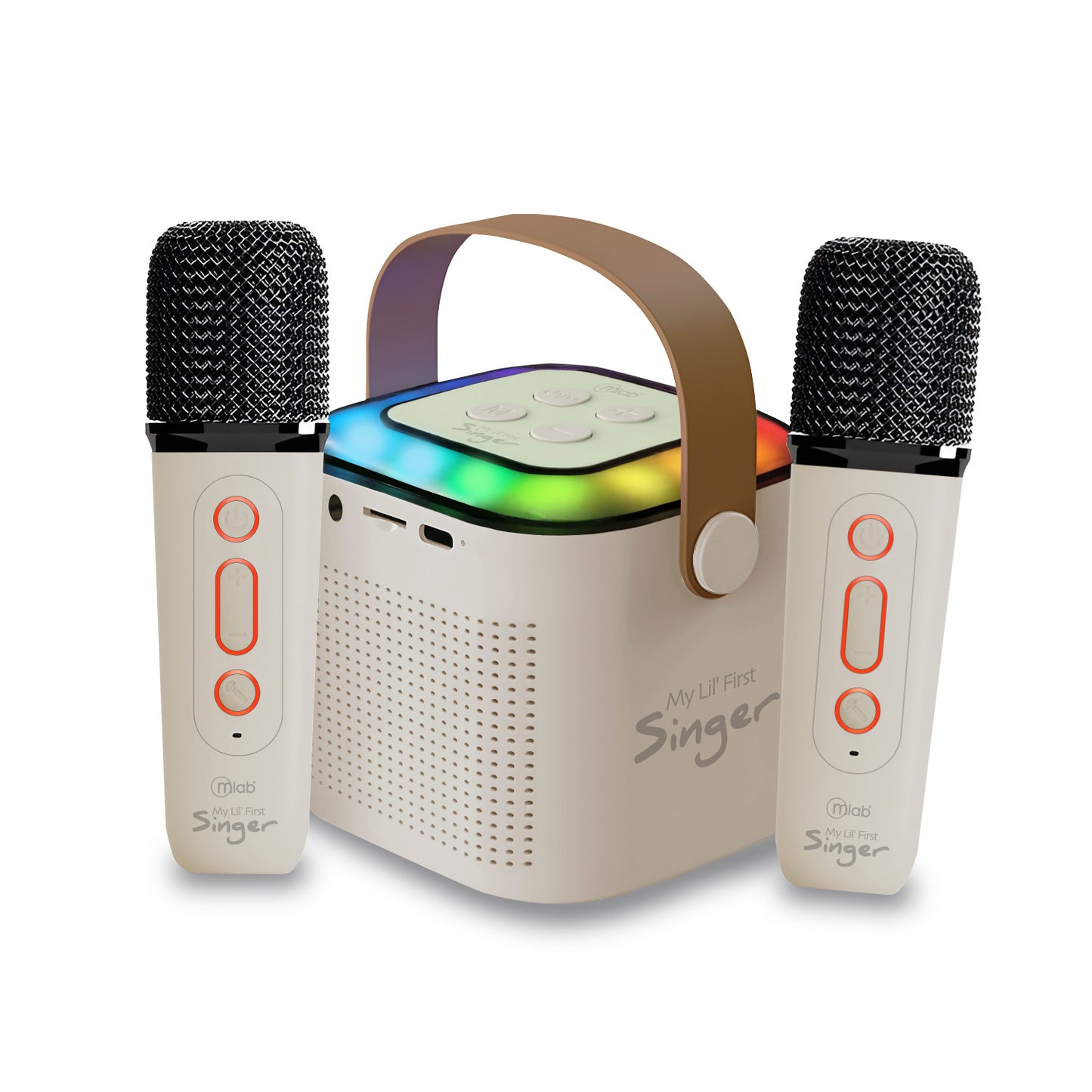 Parlante Portatil Bluetooth Karaoke Rgb My Lil First 2 Microfono Blanco