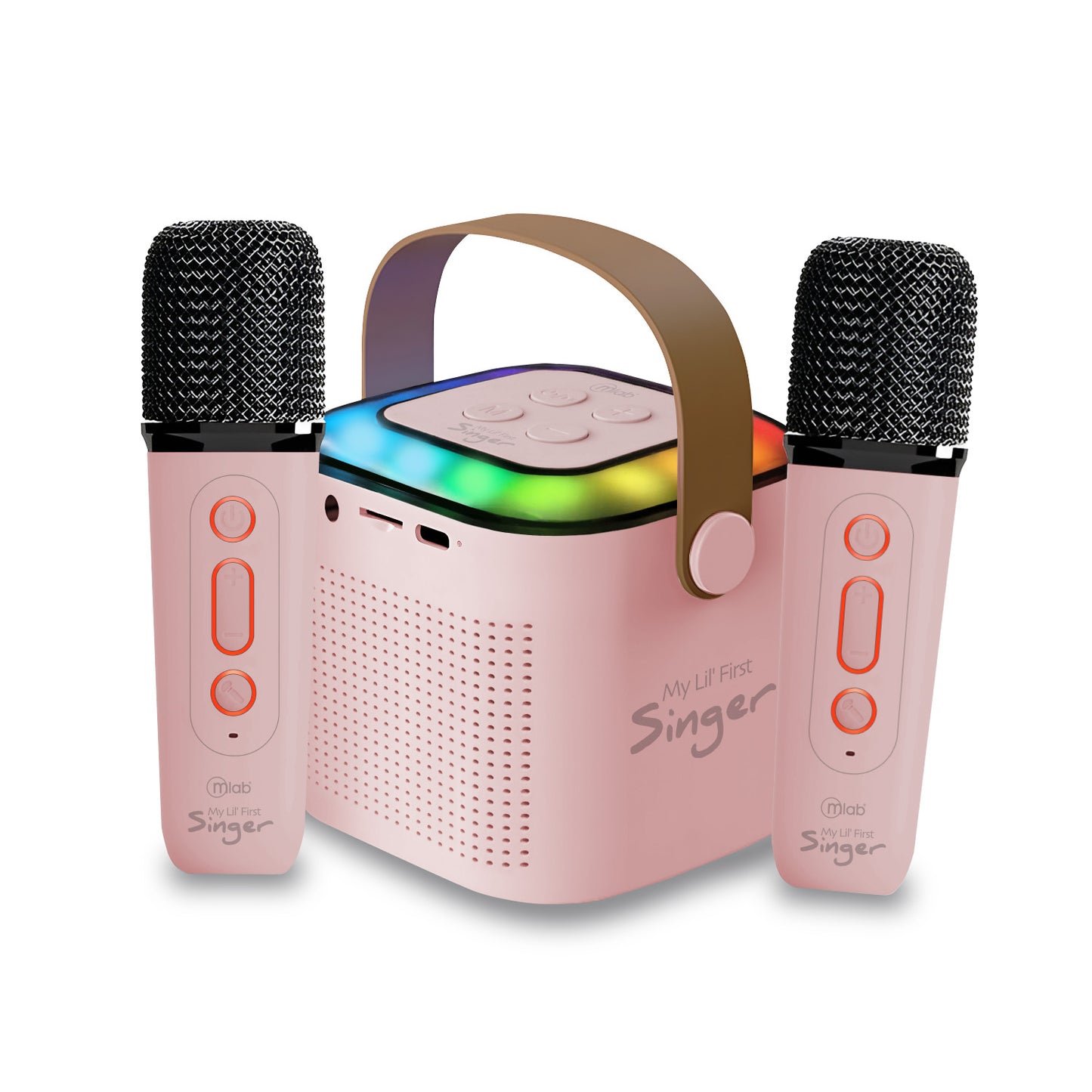 Parlante Portatil Bluetooth Karaoke Rgb My Lil First 2 Microfono Rosado
