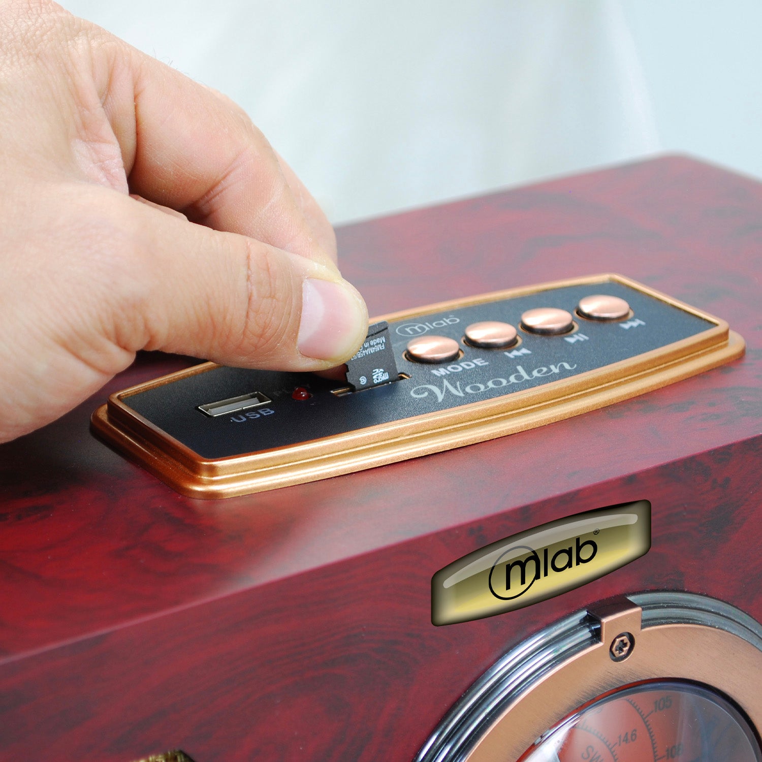 Radio Retro Wooden 1959 Mlab Bluetooth Fm Am Usb 9461 Cafe – imagen 4