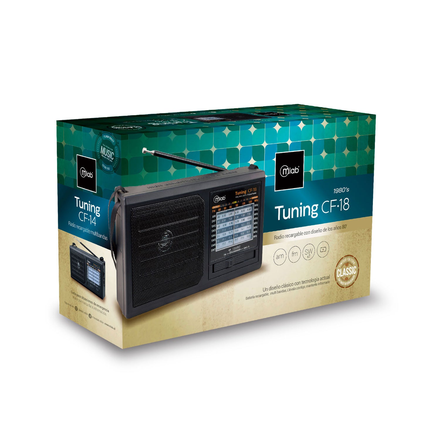 Radio Recargable Tuning Portatil Microlab Am fm Cf-18 Negro – imagen 5