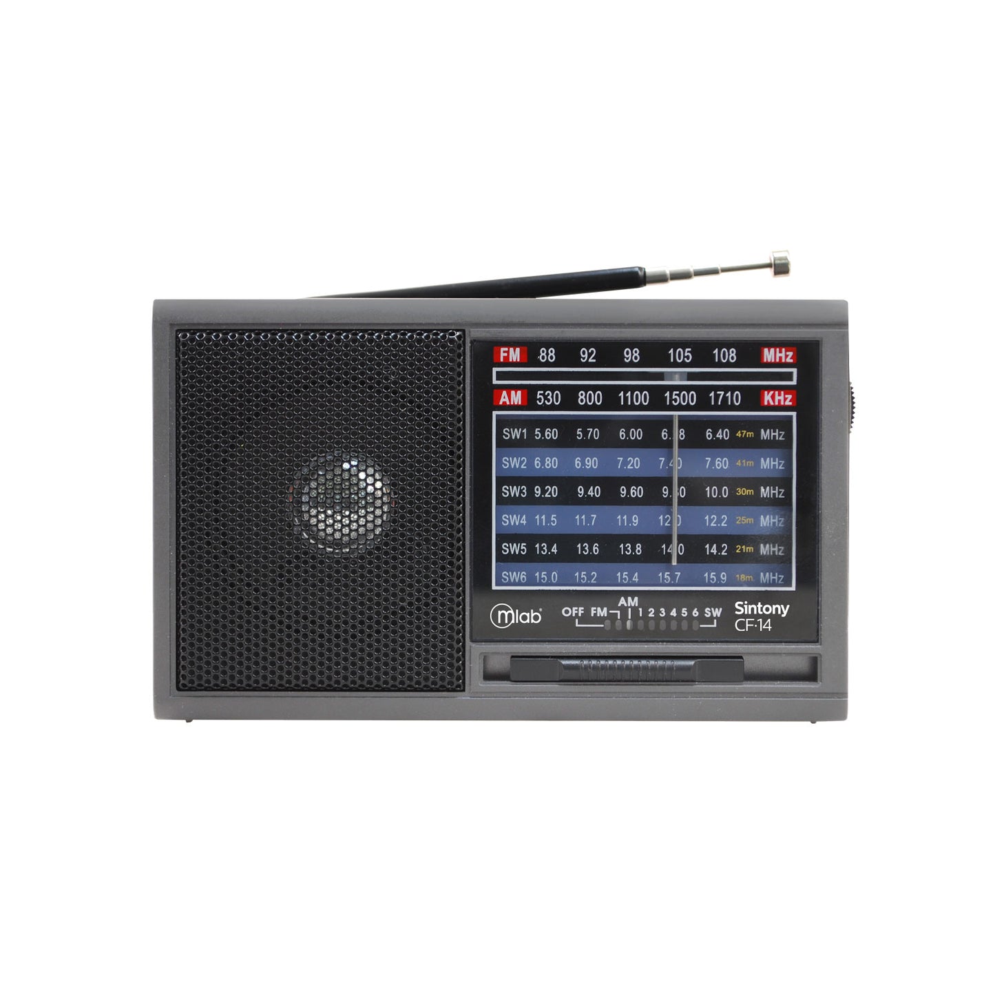 Radio Recargable Sintony Portatil Microlab Am fm Cf-14 Gris