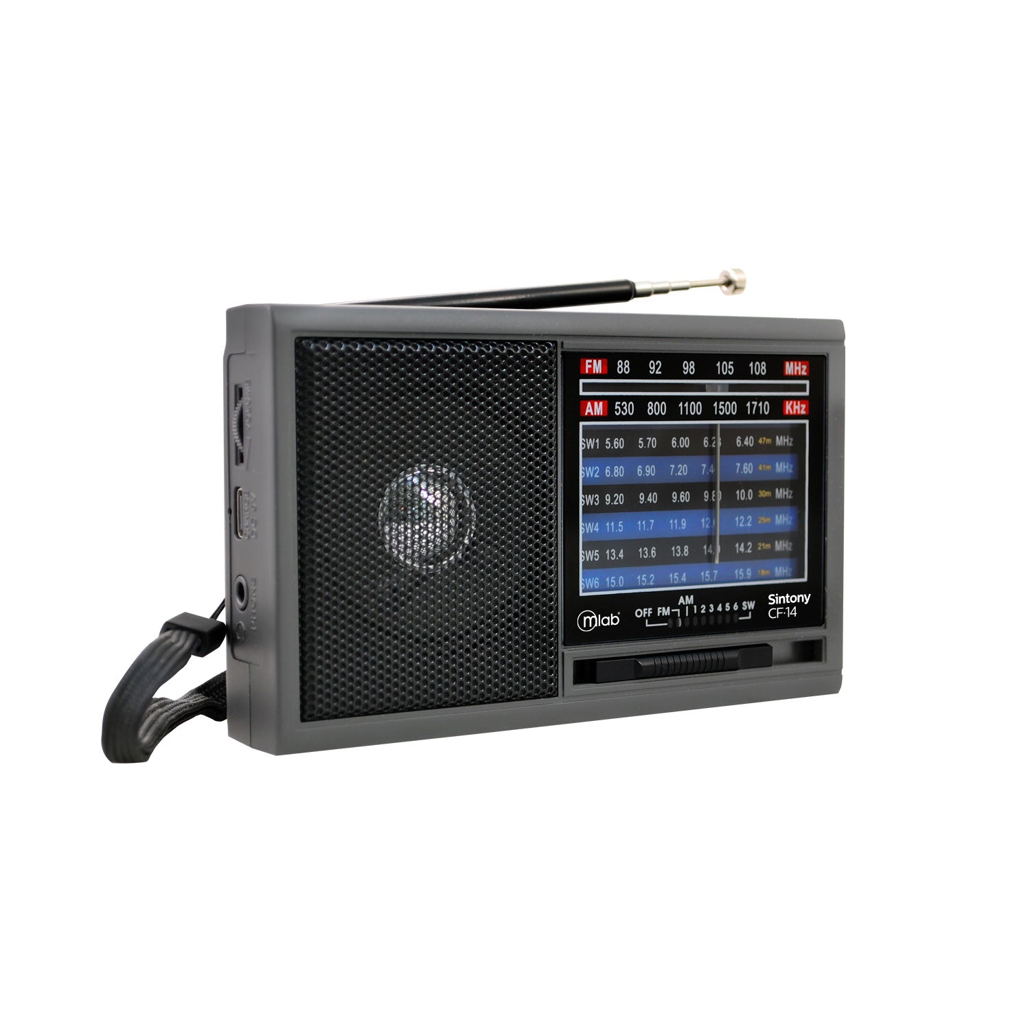 Radio Recargable Sintony Portatil Microlab Am fm Cf-14 Gris – imagen 2