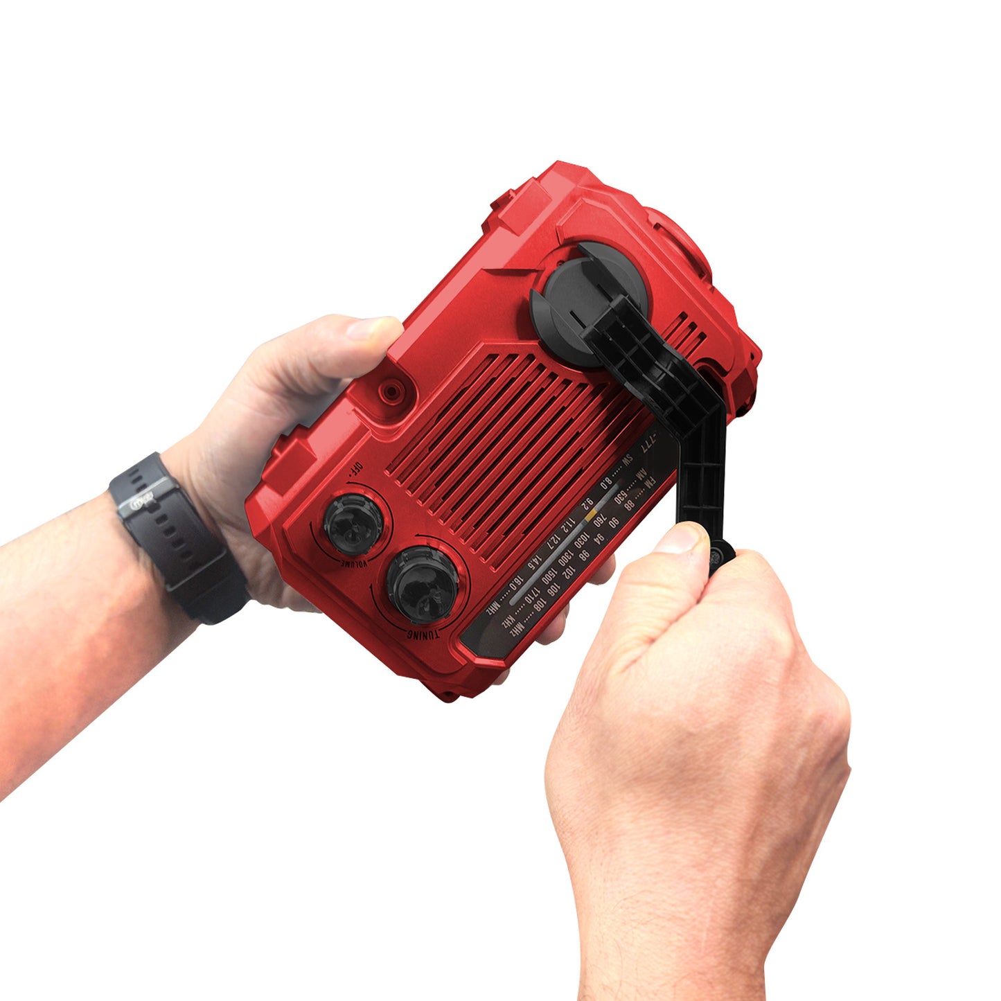 Radio Emergencia Alert Disaster Recargable Dinamo Solar Rojo – imagen 2