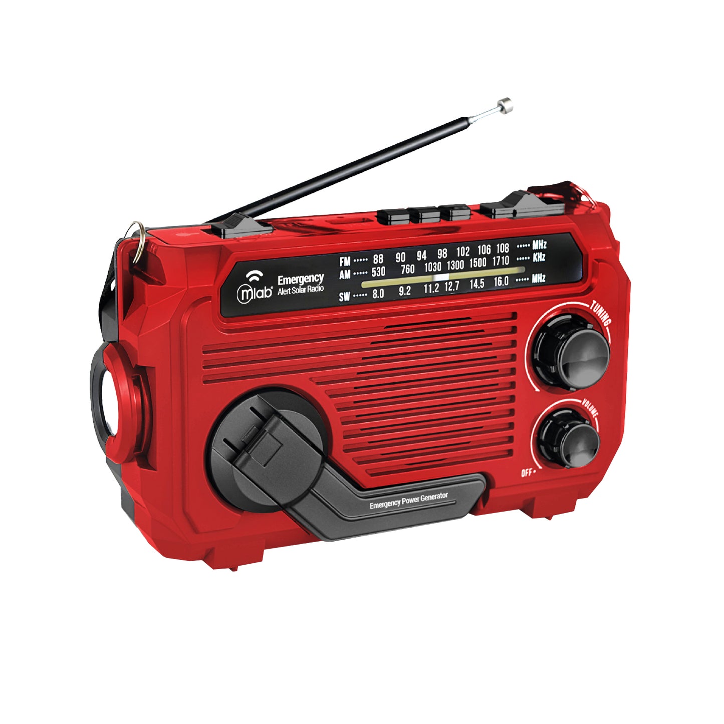 Radio Emergencia Alert Disaster Recargable Dinamo Solar Rojo