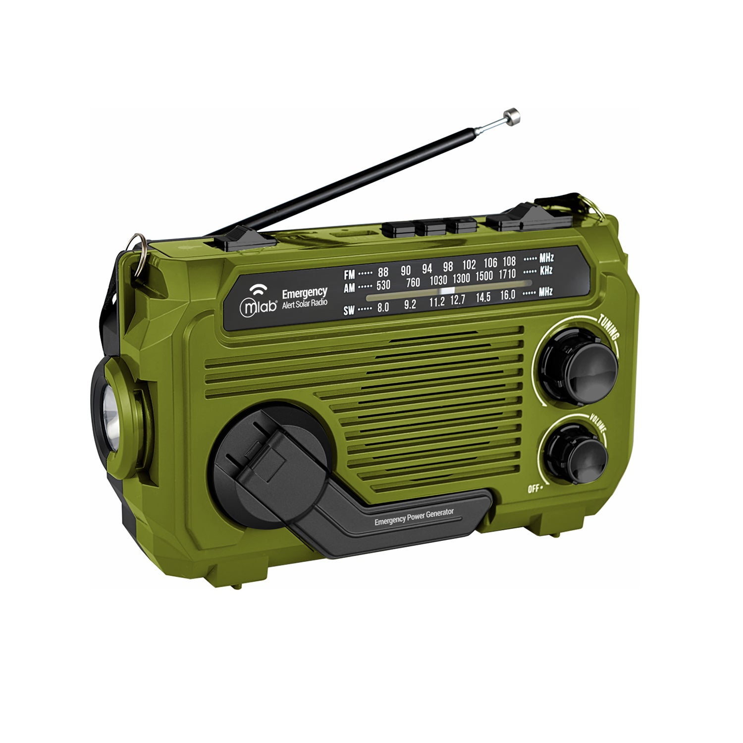 Radio Emergencia Alert Disaster Recargable Dinamo Solar Verde