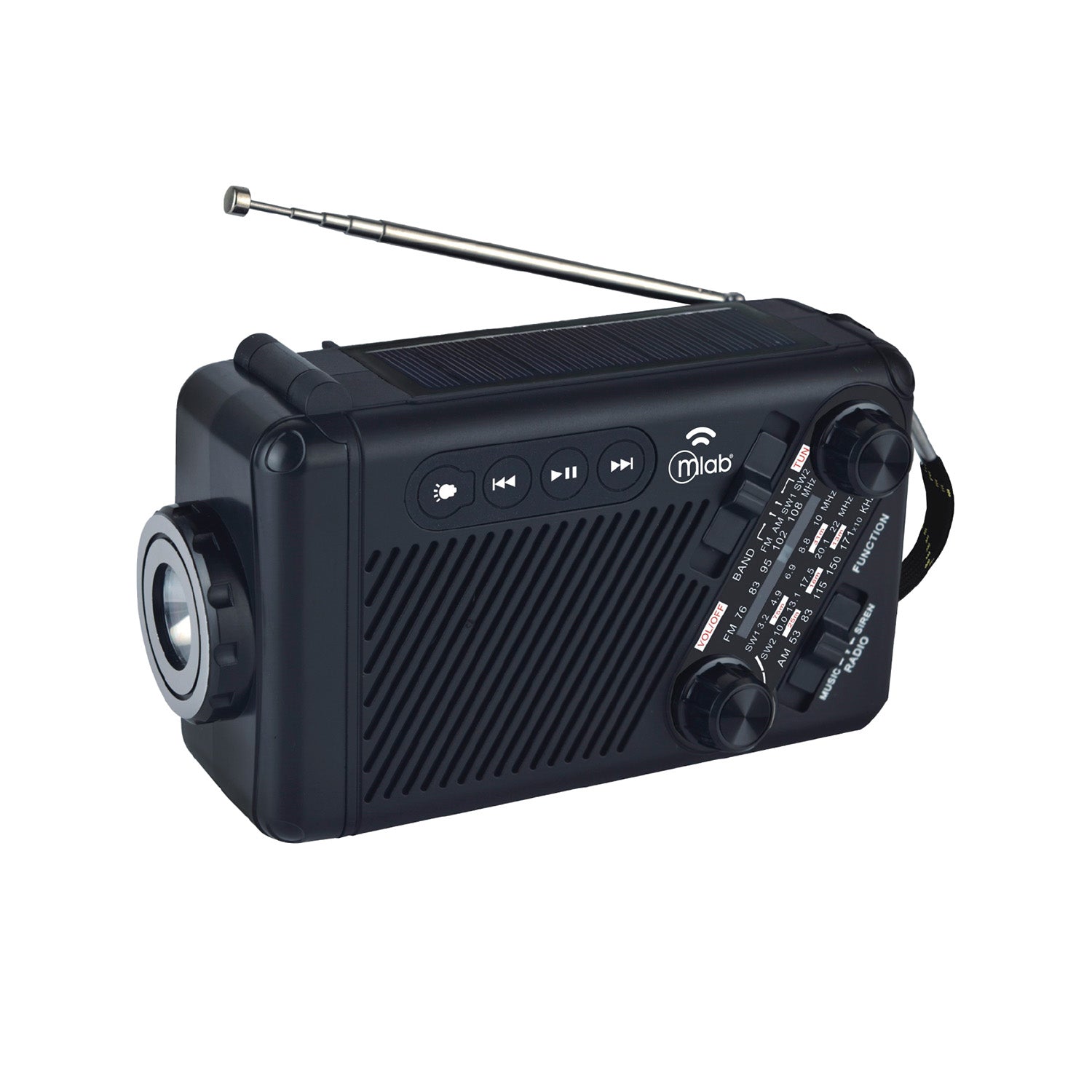 Radio Emergencia Alert Incident Recargable Dinamo Solar Negro