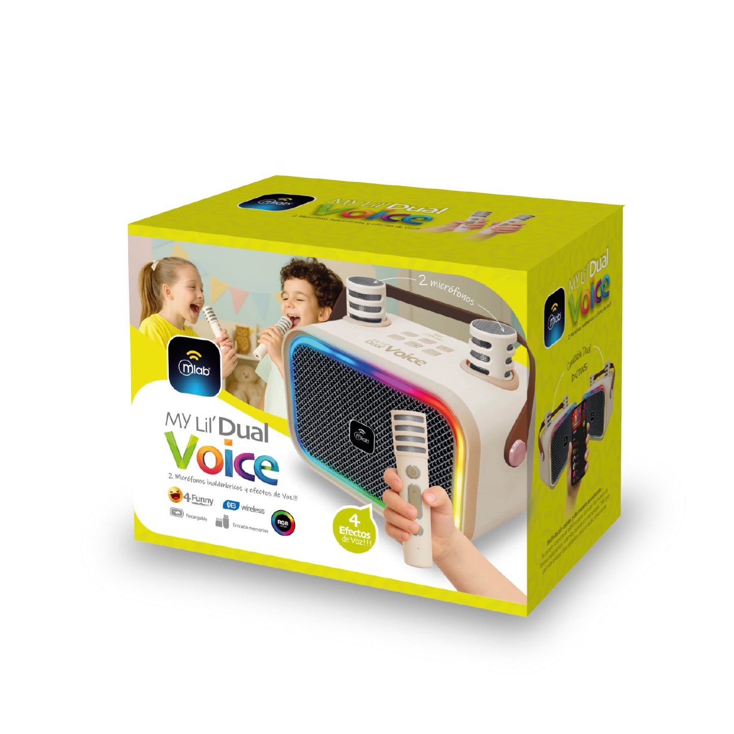 Parlante Para Niños My Lil Dual Voice Mlab 2 Microfonos Beige – imagen 3