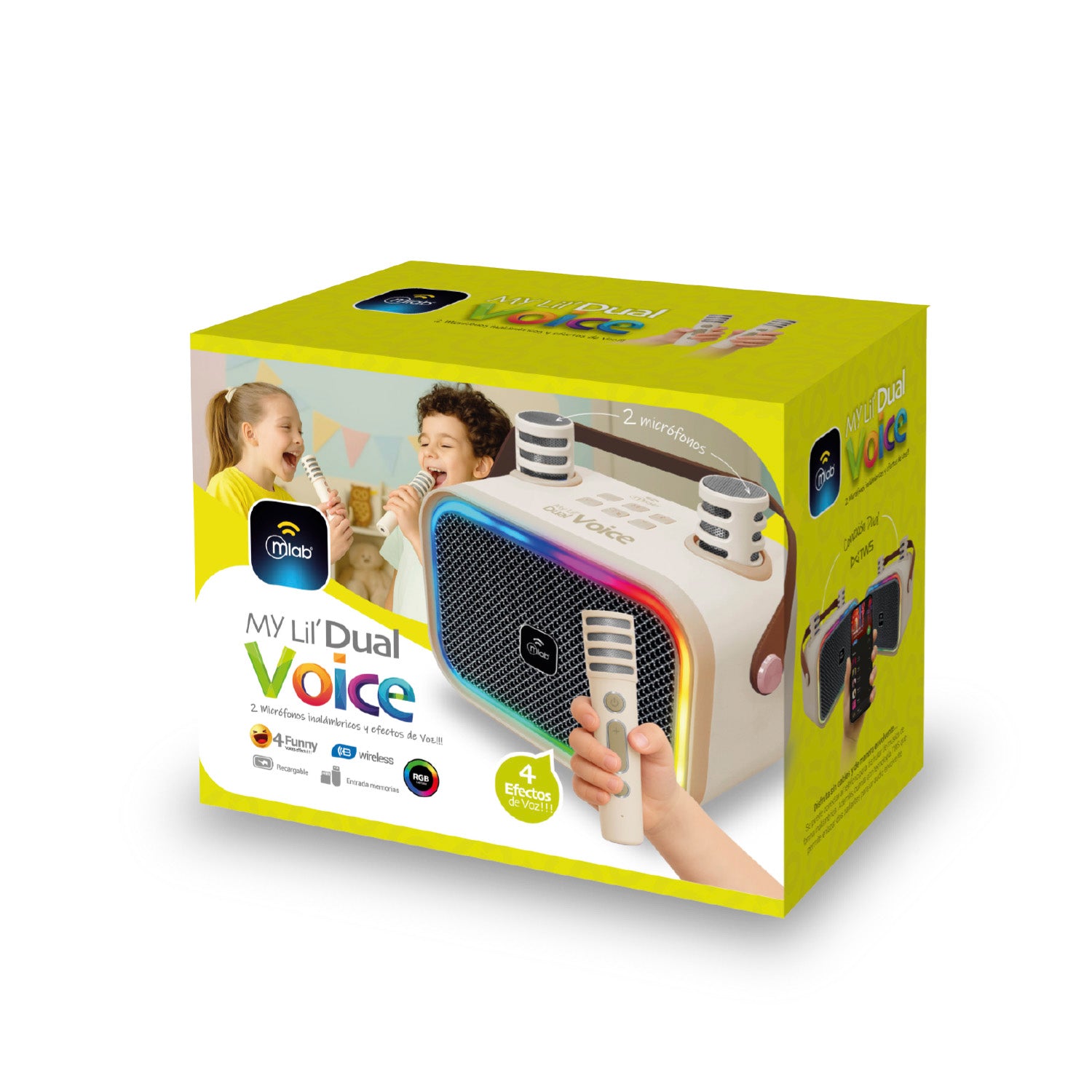 Parlante Para Niños My Lil Dual Voice Mlab 2 Microfonos Beige – imagen 3