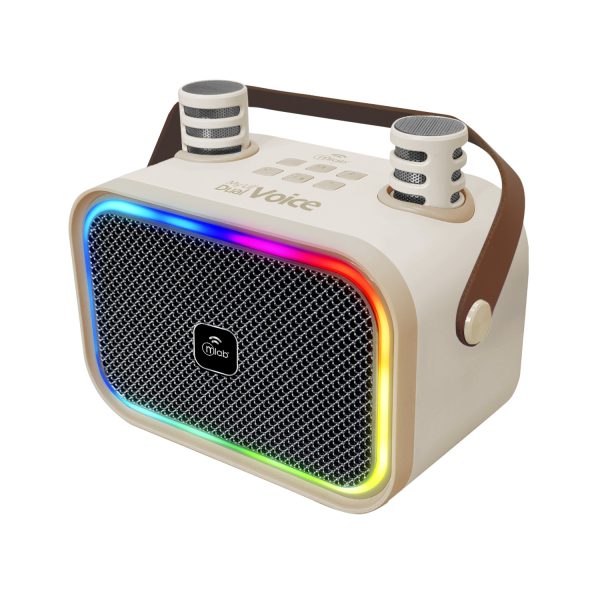 Parlante Para Niños My Lil Dual Voice Mlab 2 Microfonos Beige