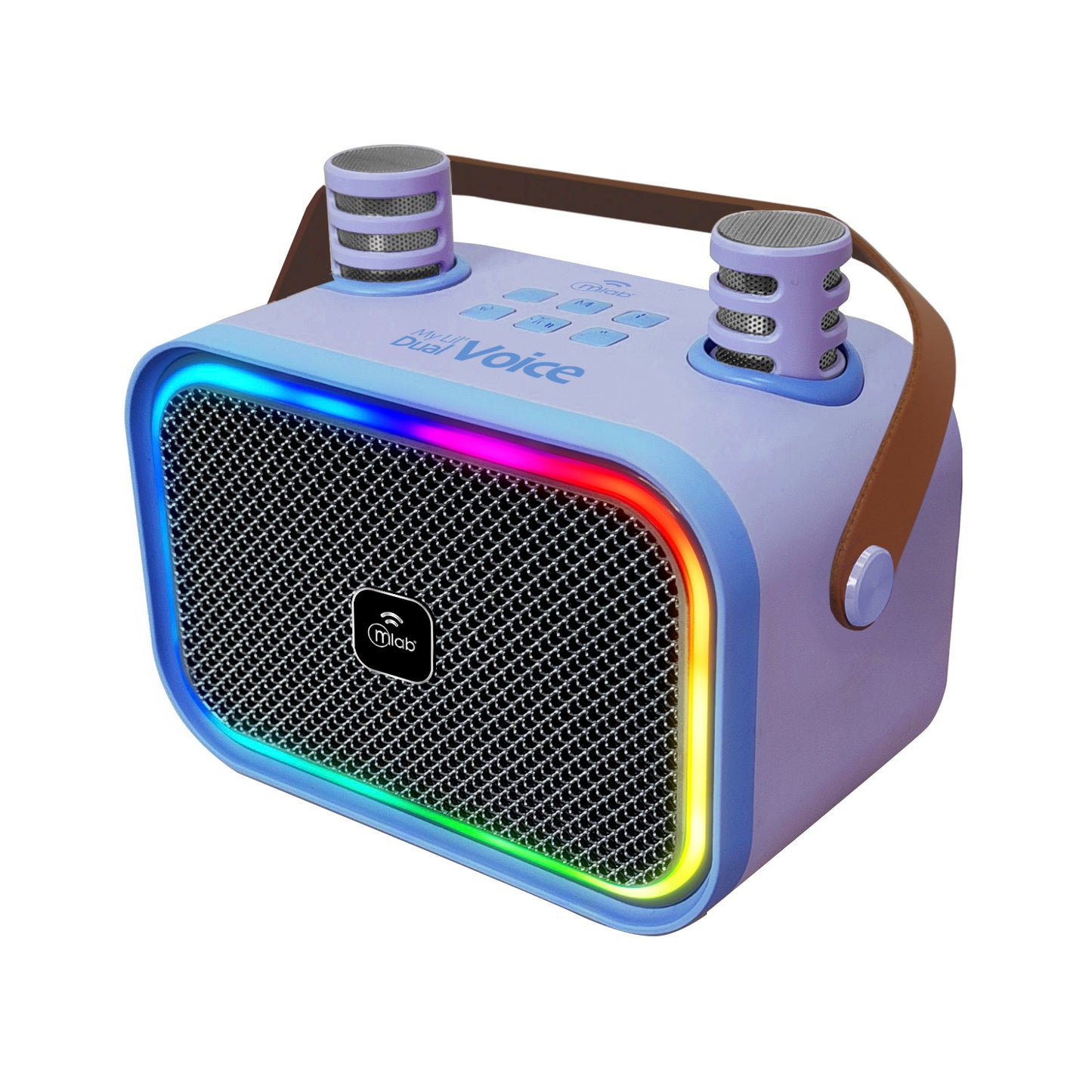Parlante Para Niños My Lil Dual Voice Mlab 2 Microfonos Morado