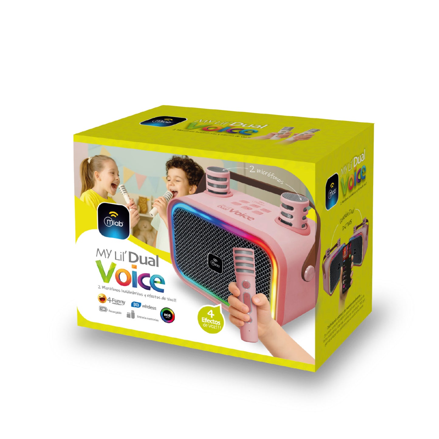 Parlante Para Niños My Lil Dual Voice Mlab 2 Microfonos Rosa – imagen 3