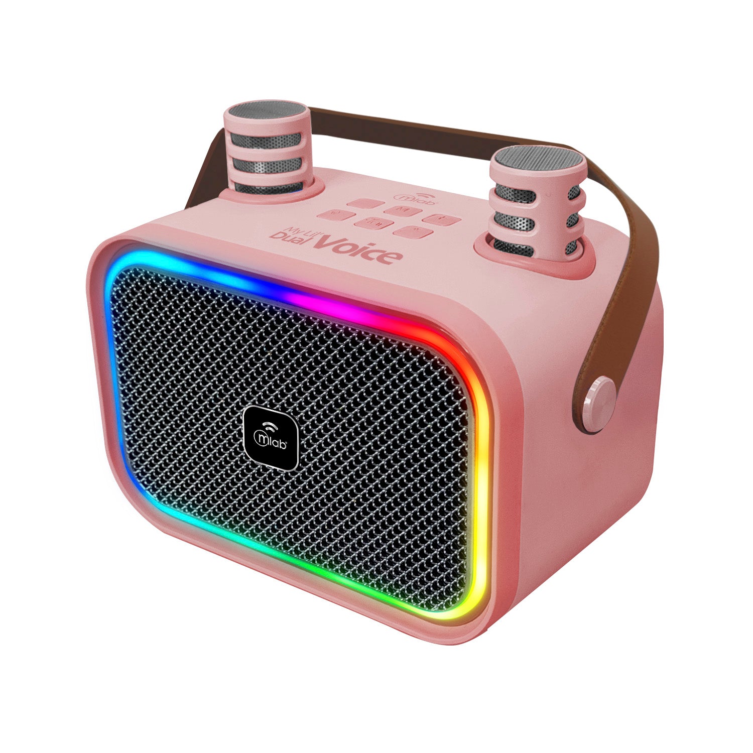 Parlante Para Niños My Lil Dual Voice Mlab 2 Microfonos Rosa